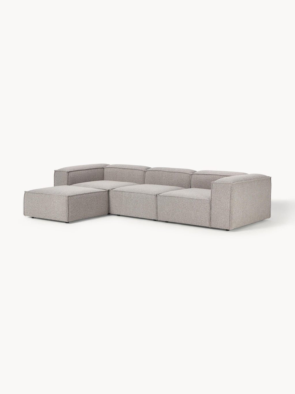 Modulares Sofa Lennon (4-Sitzer) aus Bouclé mit Hocker (links/rechts)