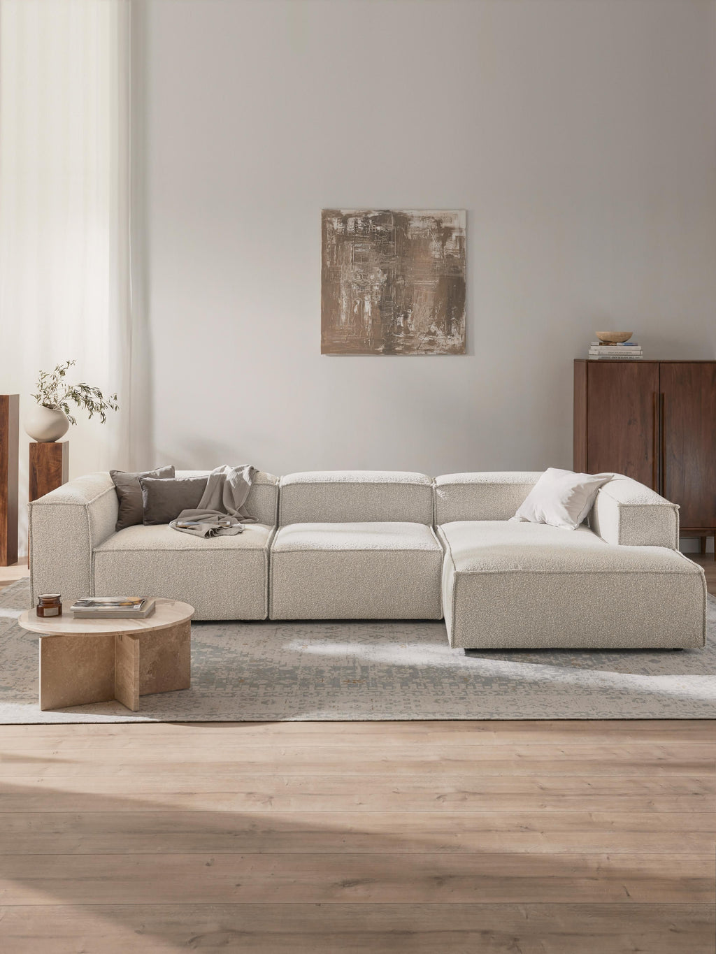 Modulares Bouclé-Ecksofa Lennon (4-Sitzer)
