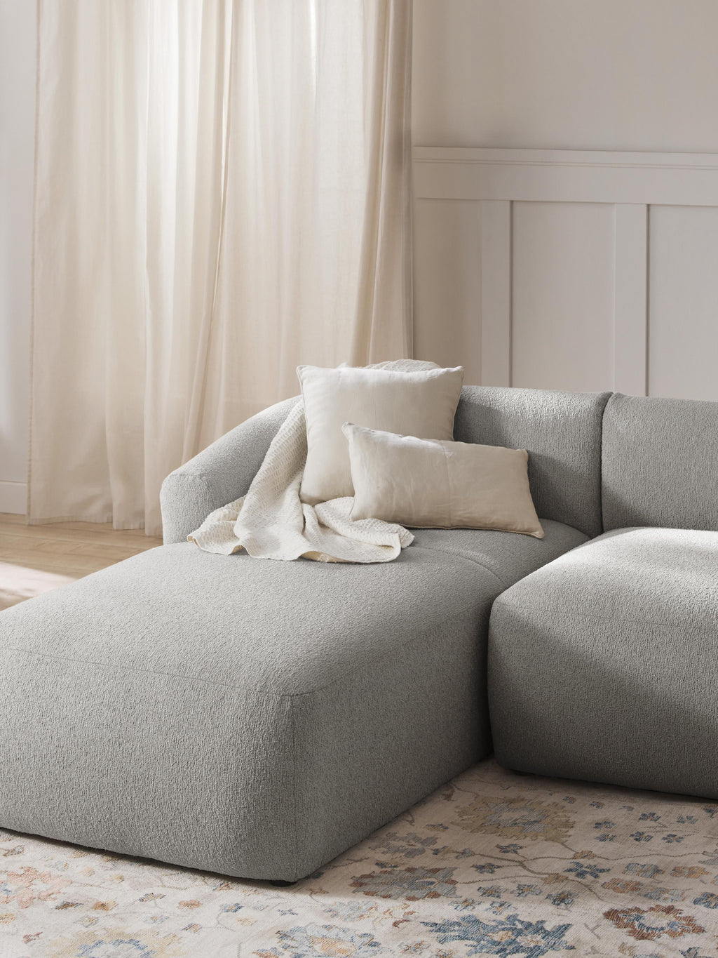 Bouclé-Chaise-Eckmodul Sofia