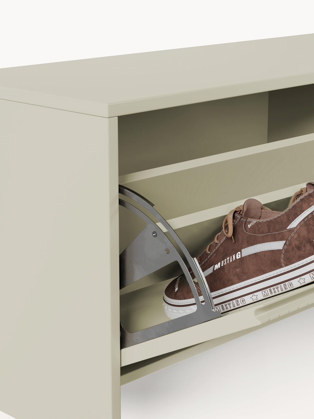 Wand-Schuhschrank Shea mit Klappfächern und geriffelter Front