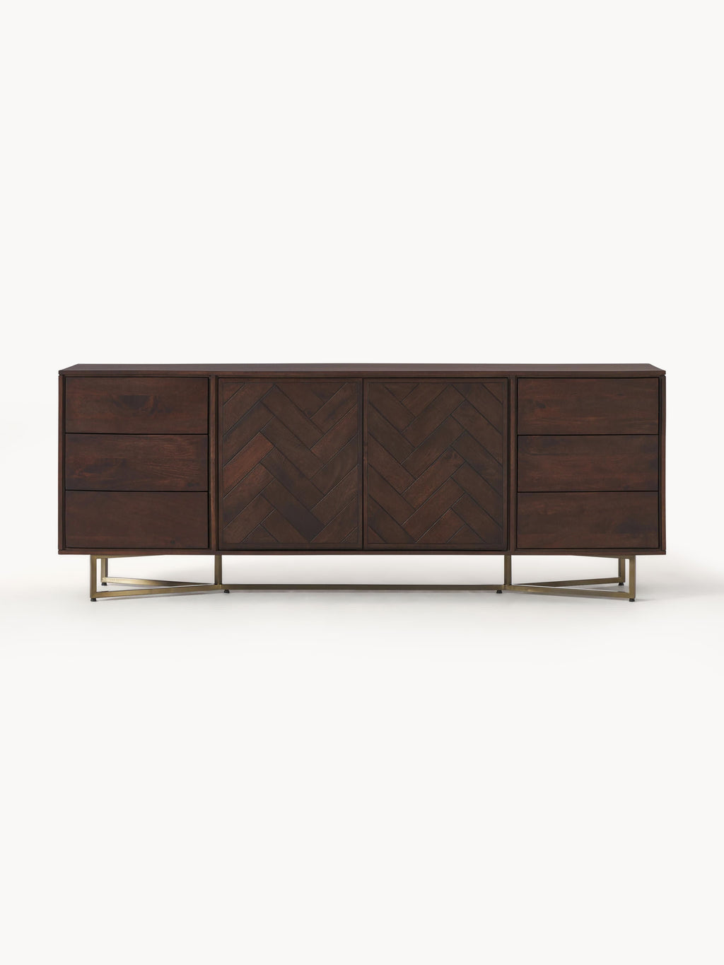 XL-Sideboard Luca aus Mangoholz mit Fischgrät-Muster