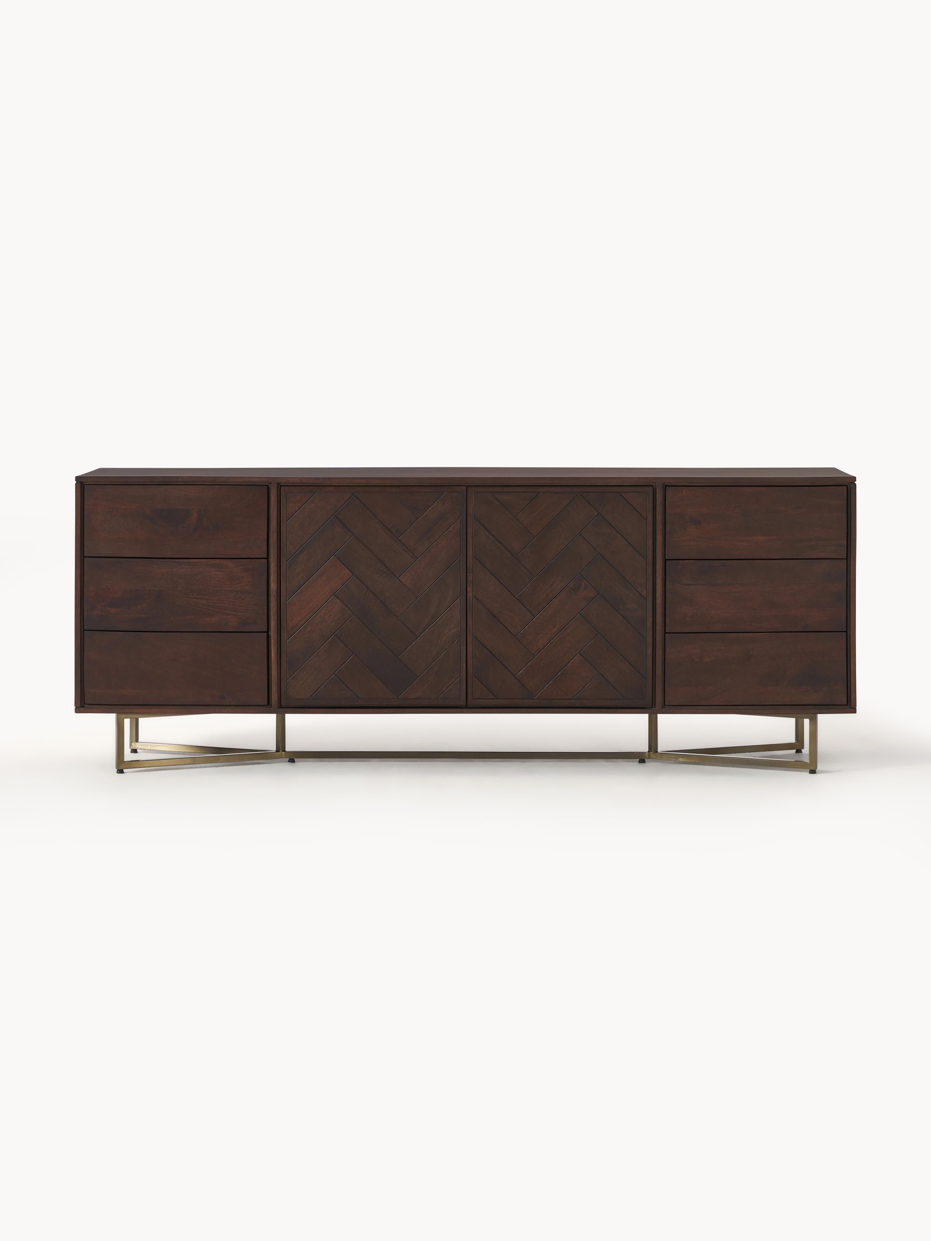 XL-Sideboard Luca aus Mangoholz mit Fischgrät-Muster