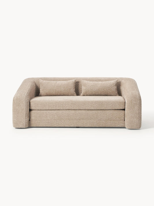 Galeriebild 1 - Schlafsofa Eliot (2-Sitzer) aus Teddy-Bouclé