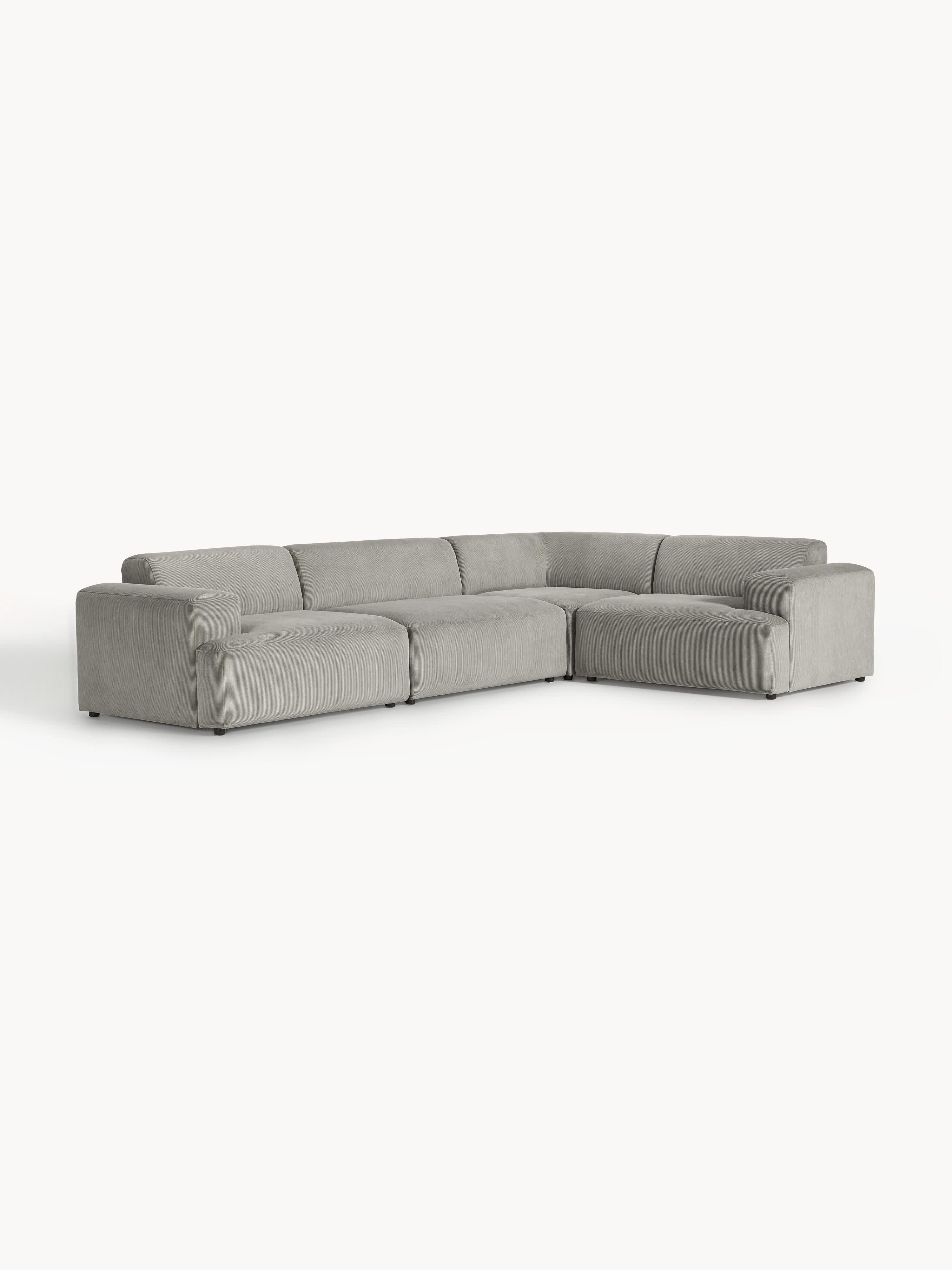 Großes Cord-Ecksofa Melva (4-Sitzer)
