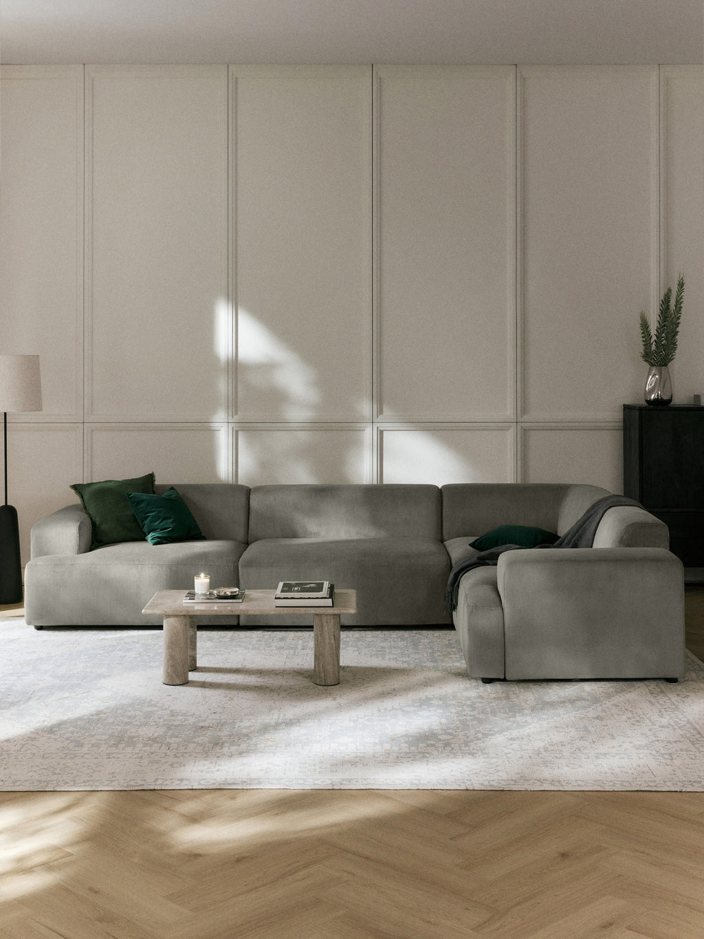 Großes Cord-Ecksofa Melva (4-Sitzer)