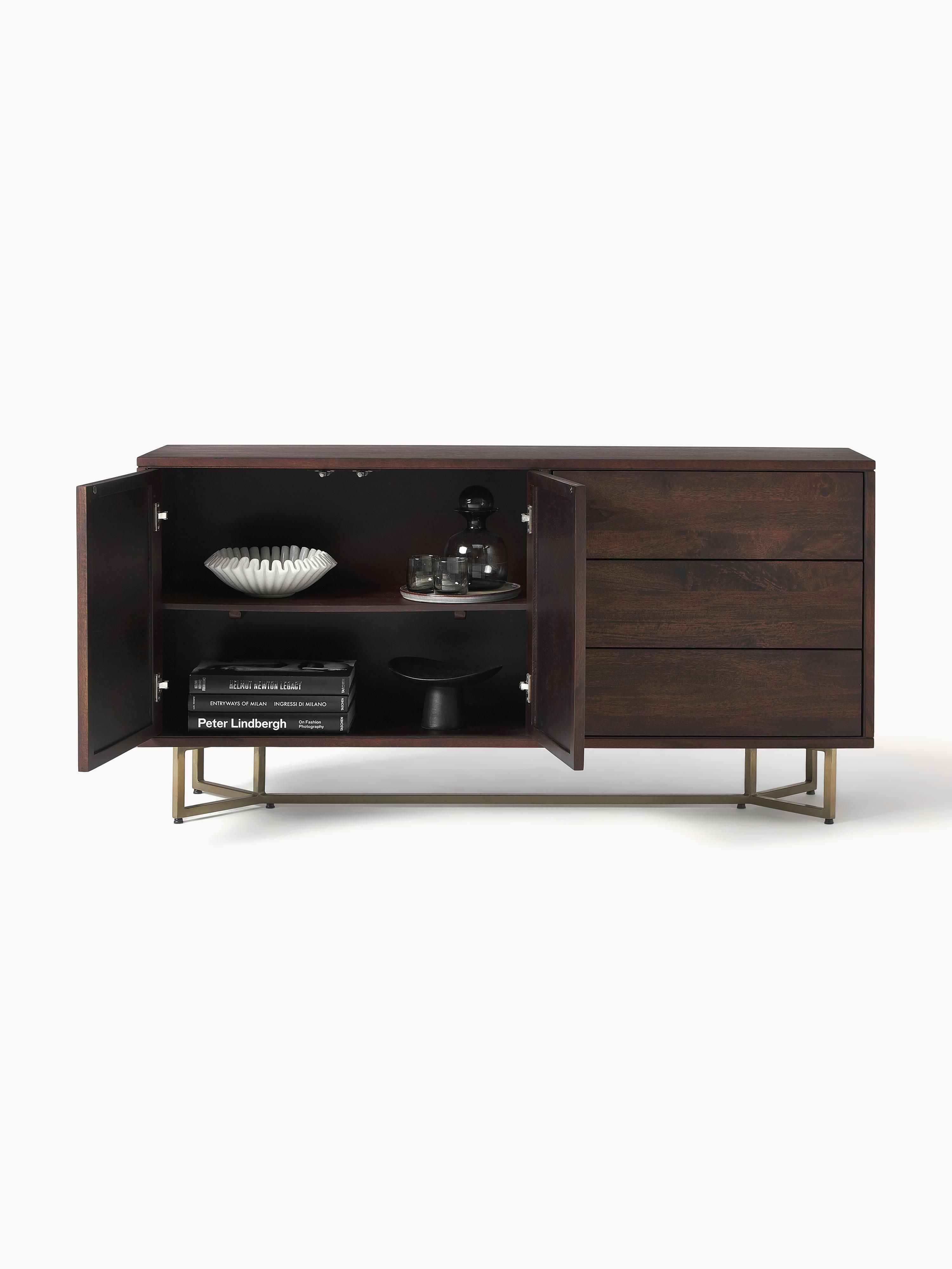 Sideboard Luca aus Mangoholz mit Fischgrät-Muster