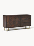Galeriebild 1 - Sideboard Luca aus Mangoholz mit Fischgrät-Muster