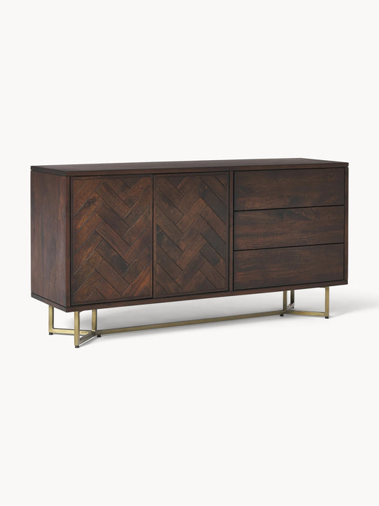 Galeriebild 1 - Sideboard Luca aus Mangoholz mit Fischgrät-Muster