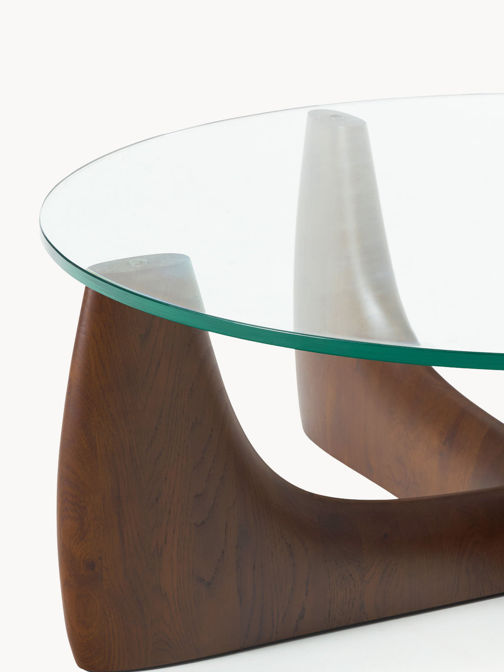 Runder Holz-Couchtisch Miya mit Glasplatte
