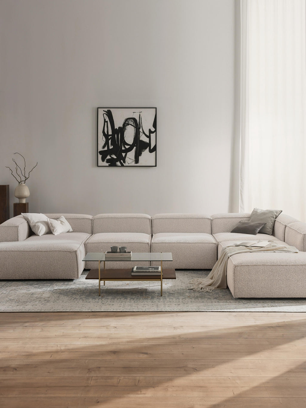 Modulares XL Sofa Lennon aus Bouclé