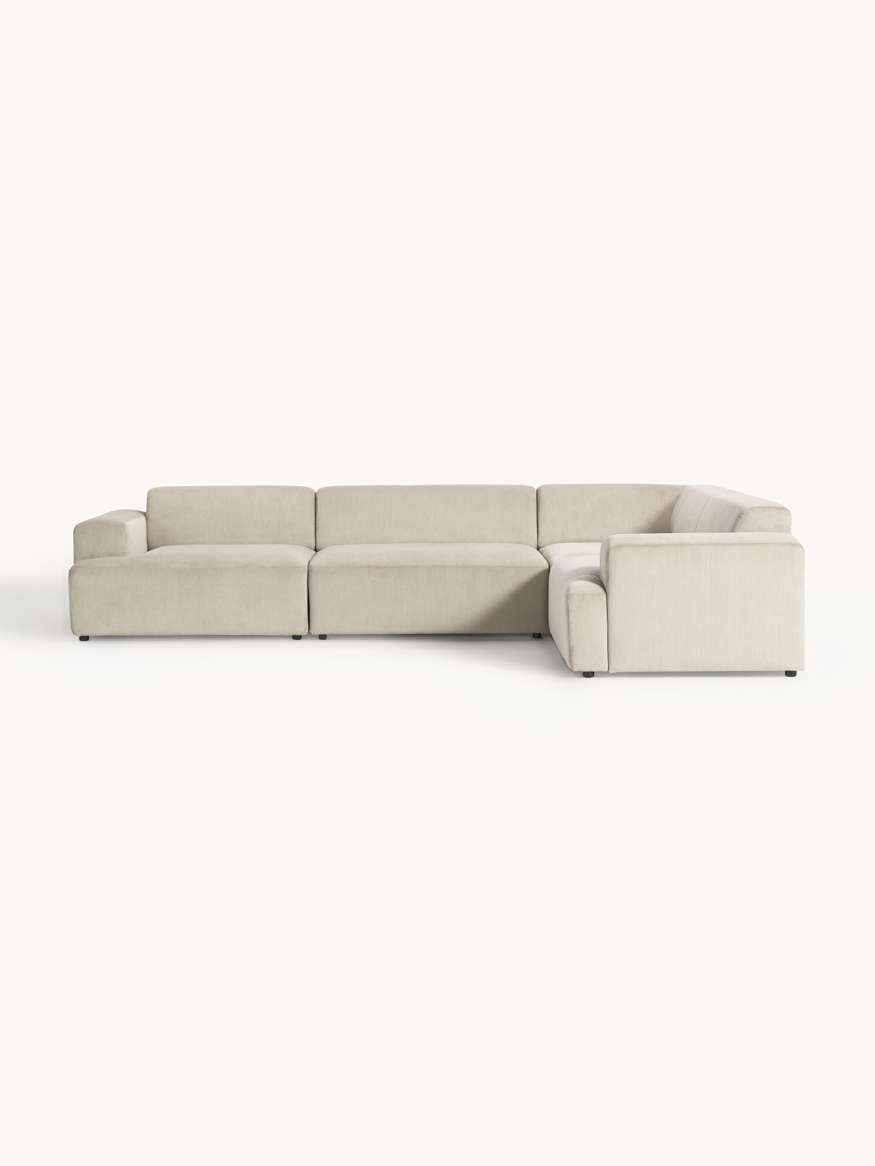 Großes Cord-Ecksofa Melva (4-Sitzer)