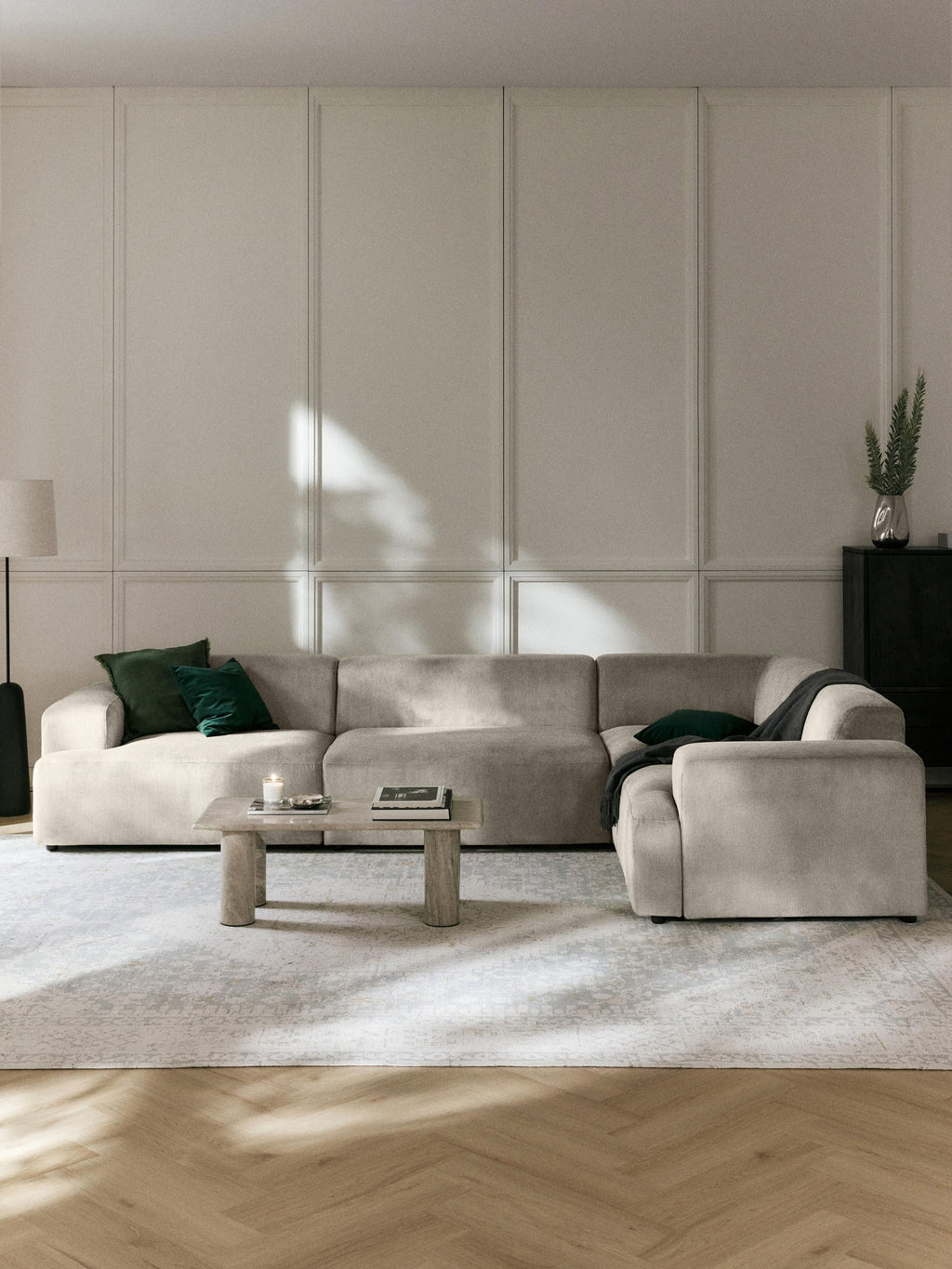 Großes Cord-Ecksofa Melva (4-Sitzer)