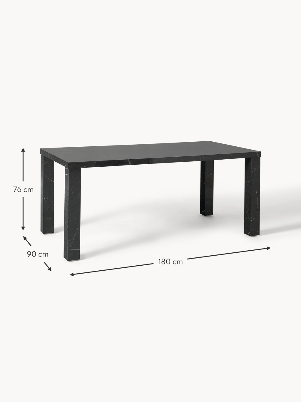Esstisch Carl in Marmor-Optik, 180 x 90 cm
