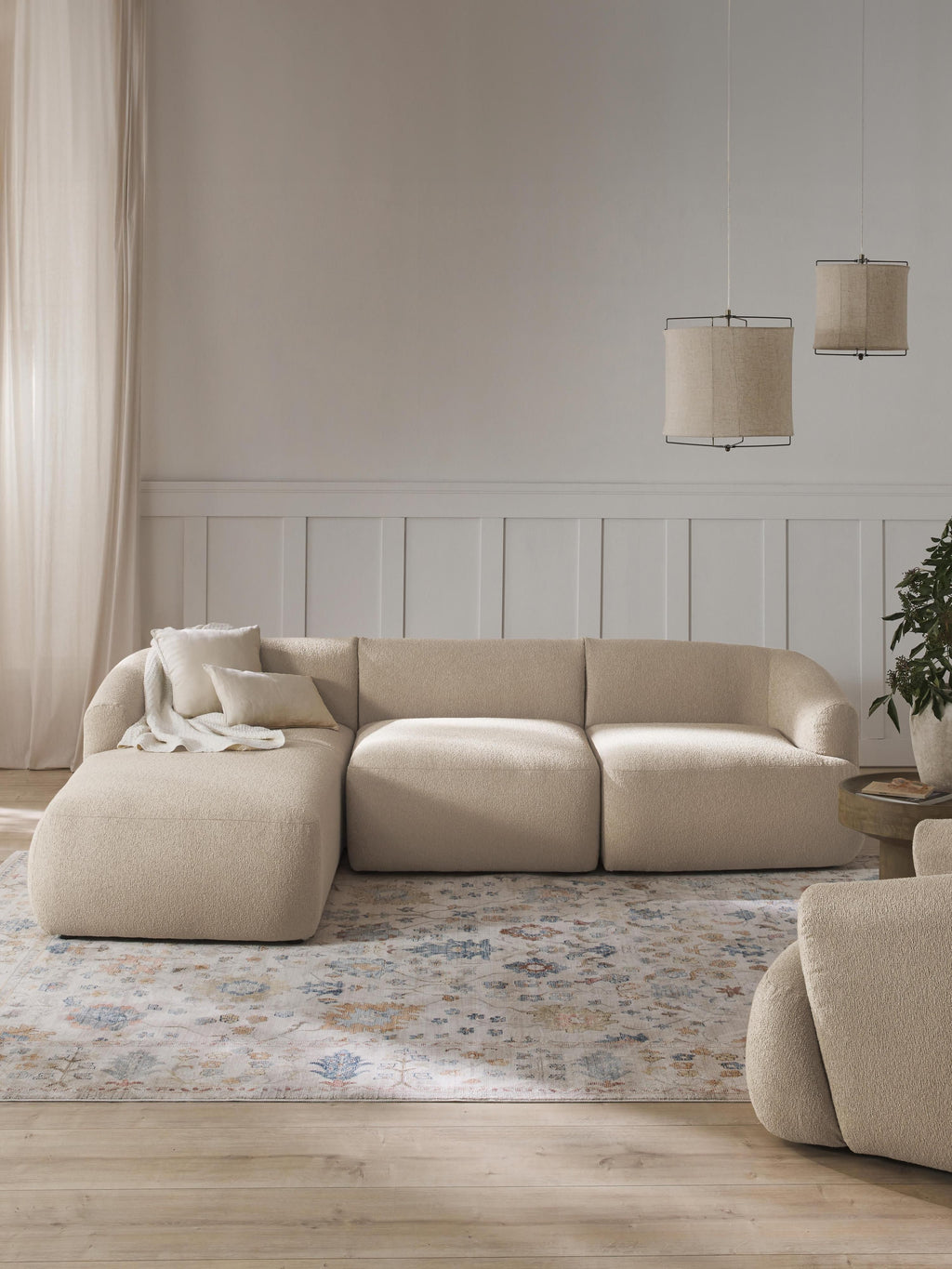 Modulares Bouclé-Ecksofa Sofia (3-Sitzer)
