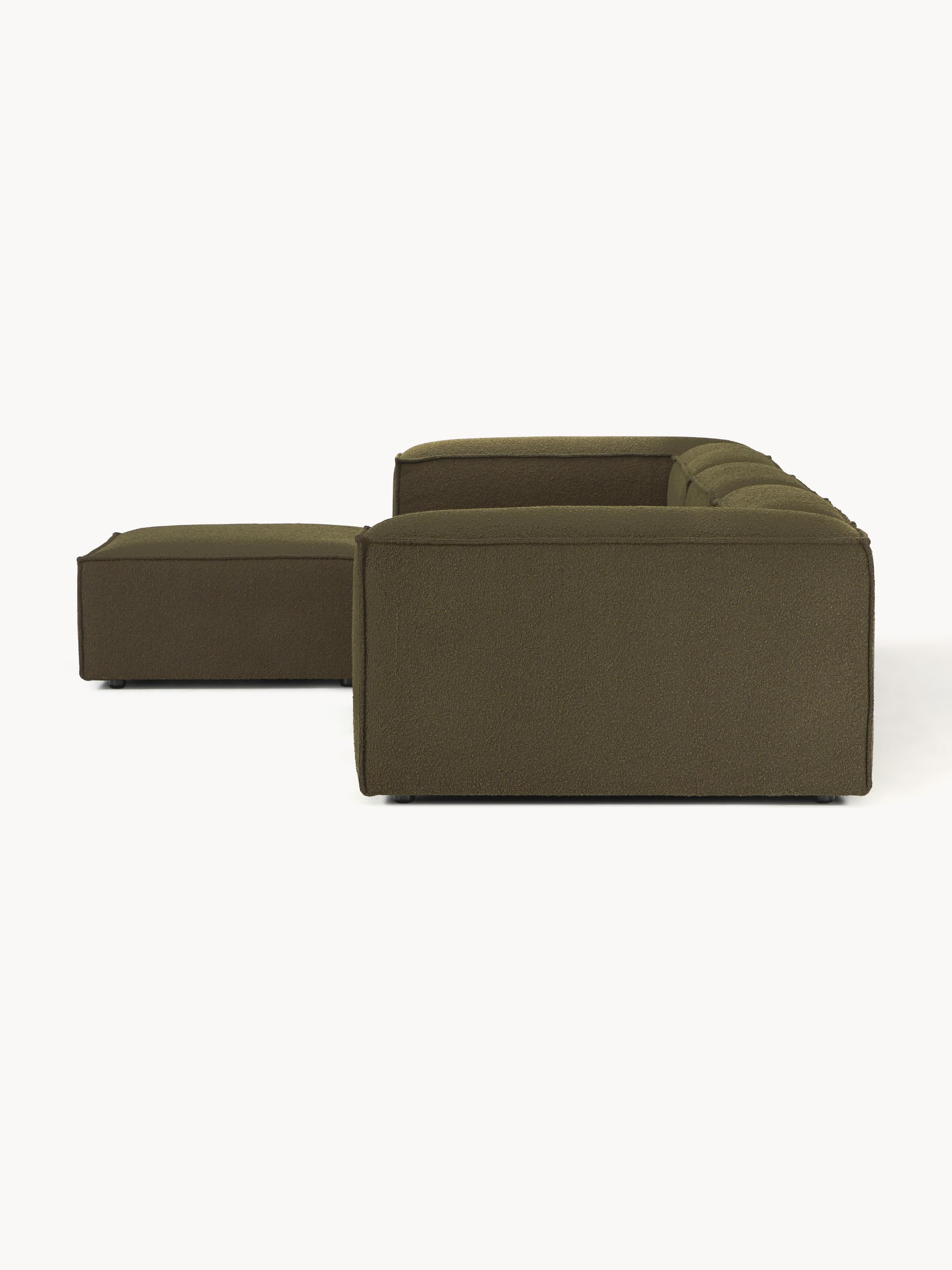 Modulares Sofa Lennon (4-Sitzer) aus Bouclé mit Hocker (links/rechts)