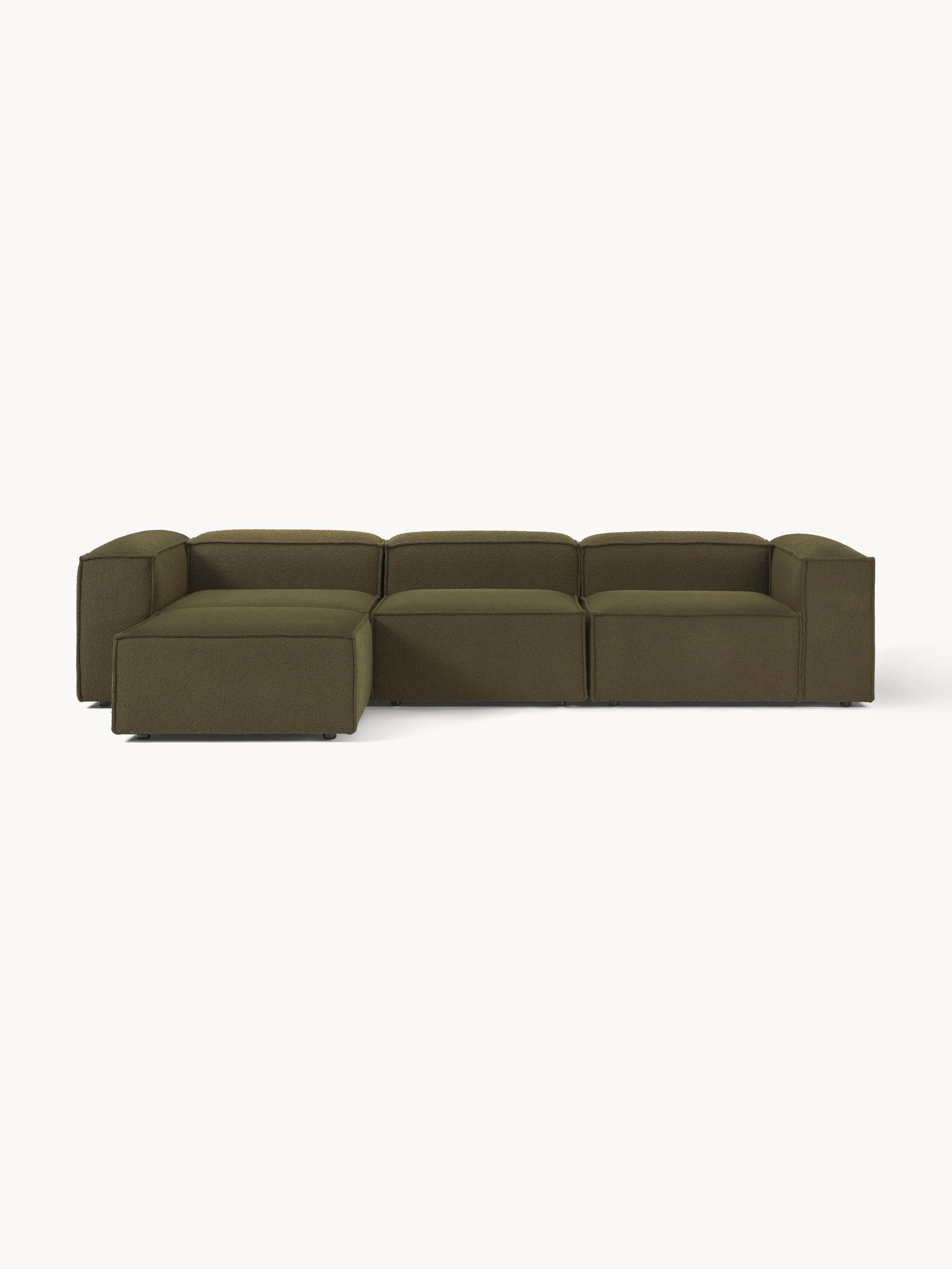 Modulares Sofa Lennon (4-Sitzer) aus Bouclé mit Hocker (links/rechts)