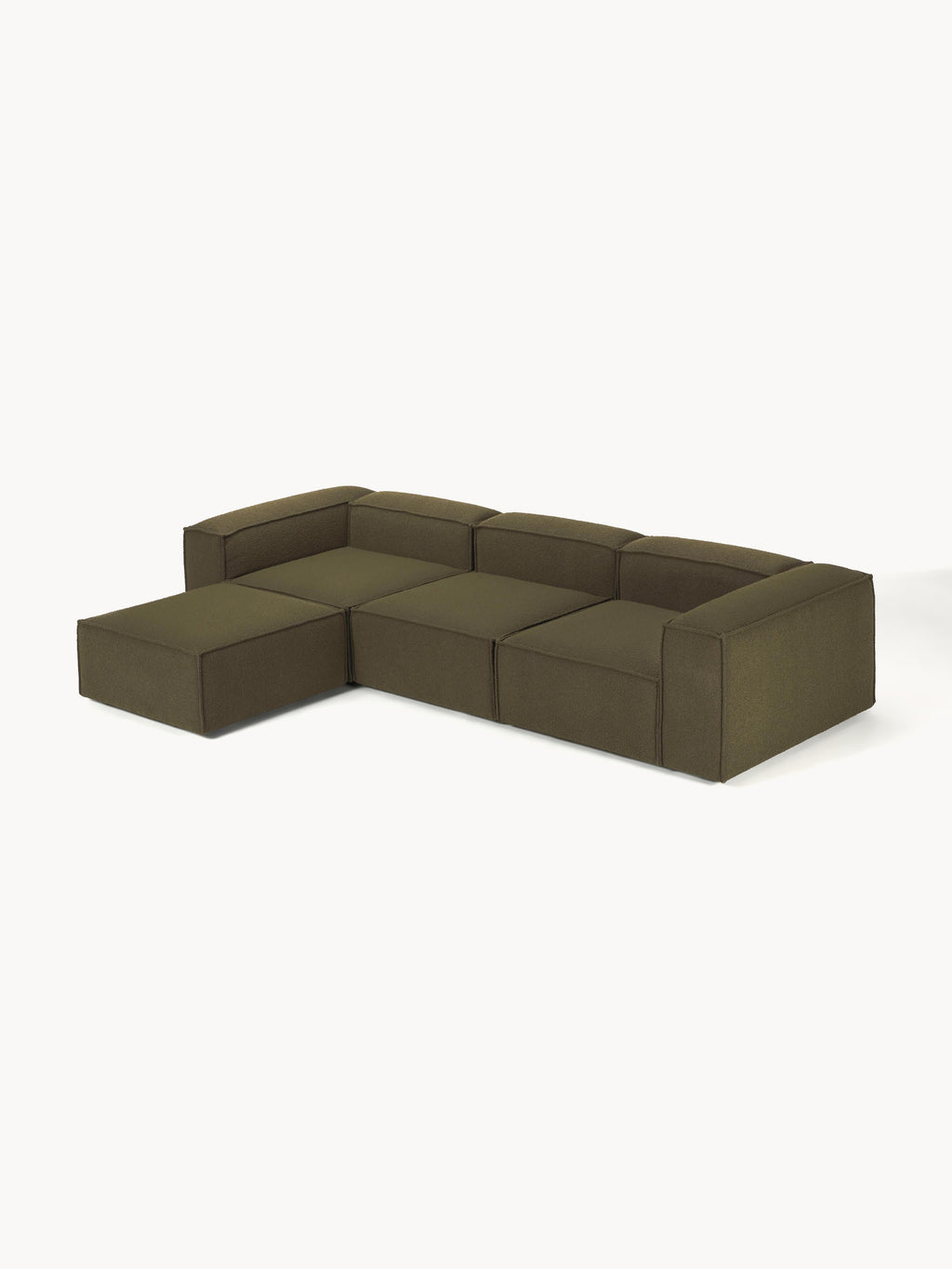Modulares Sofa Lennon (4-Sitzer) aus Bouclé mit Hocker (links/rechts)