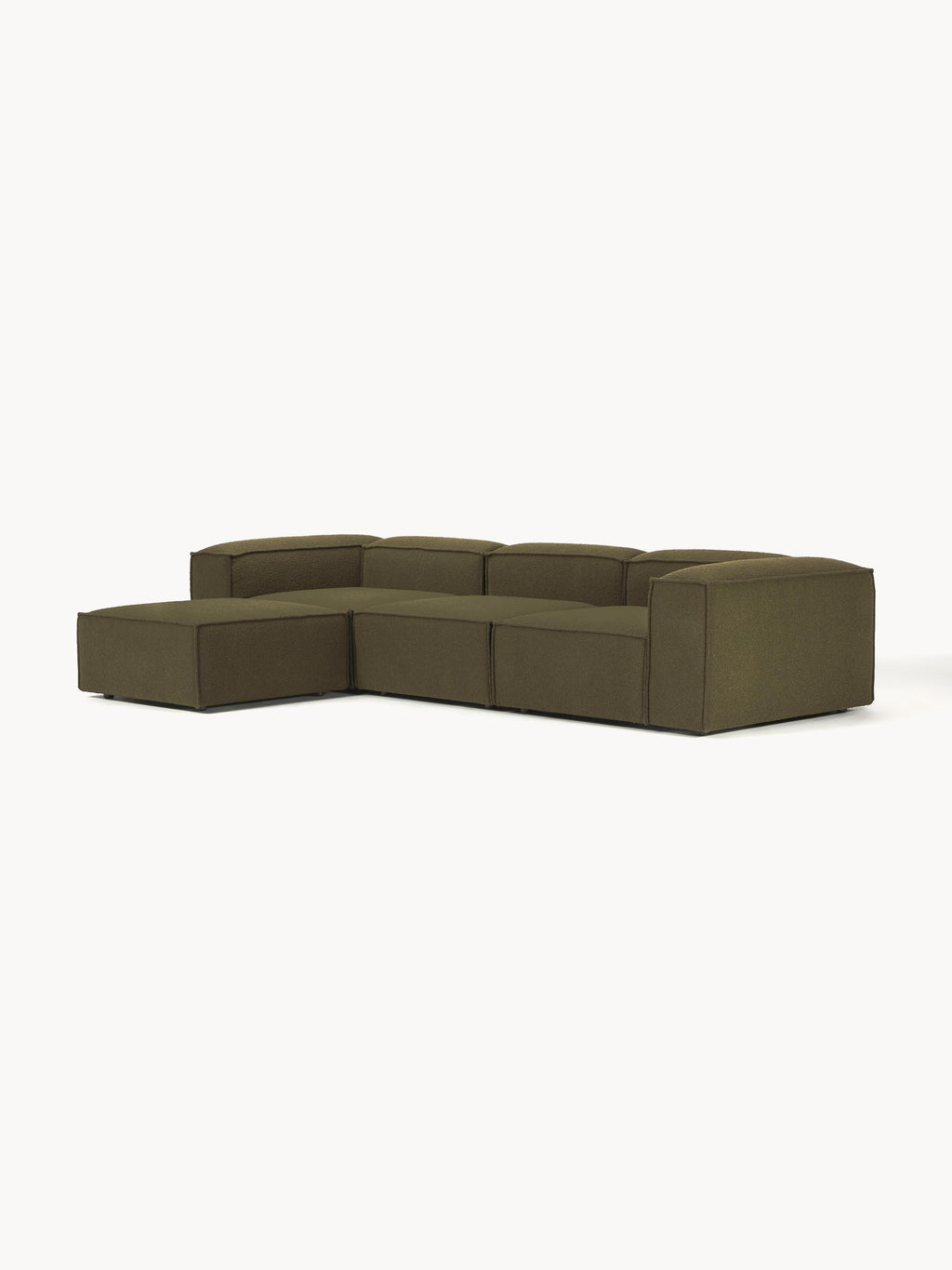 Modulares Sofa Lennon (4-Sitzer) aus Bouclé mit Hocker (links/rechts)