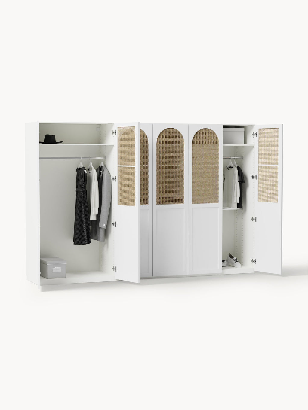 Modularer Drehtürenschrank Jeanne, 300 cm Breite, mehrere Varianten