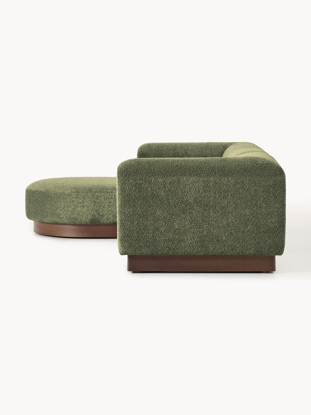 Modulares Sofa Natalie (3-Sitzer) aus Teddy-Bouclé mit Hocker (links/rechts)