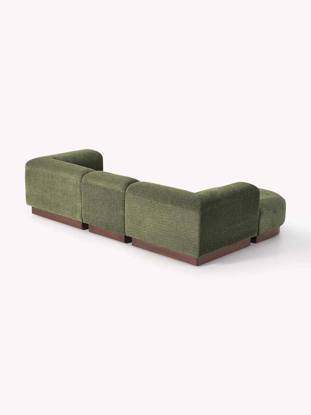 Modulares Sofa Natalie (3-Sitzer) aus Teddy-Bouclé mit Hocker (links/rechts)
