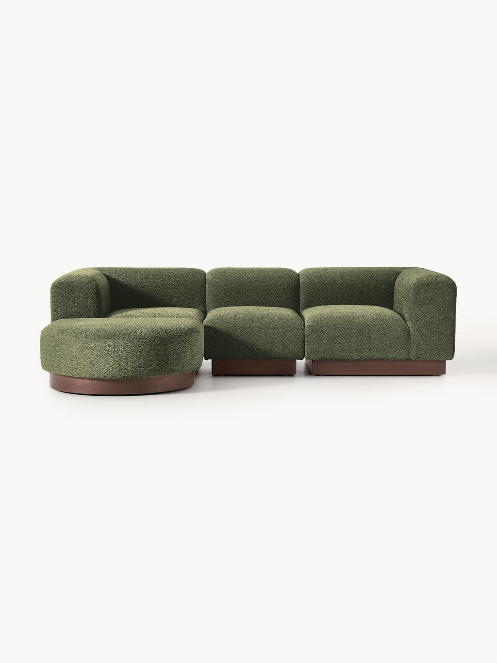 Galeriebild 1 - Modulares Sofa Natalie (3-Sitzer) aus Teddy-Bouclé mit Hocker (links/rechts)