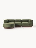 Galeriebild 1 - Modulares Sofa Natalie (3-Sitzer) aus Teddy-Bouclé mit Hocker (links/rechts)