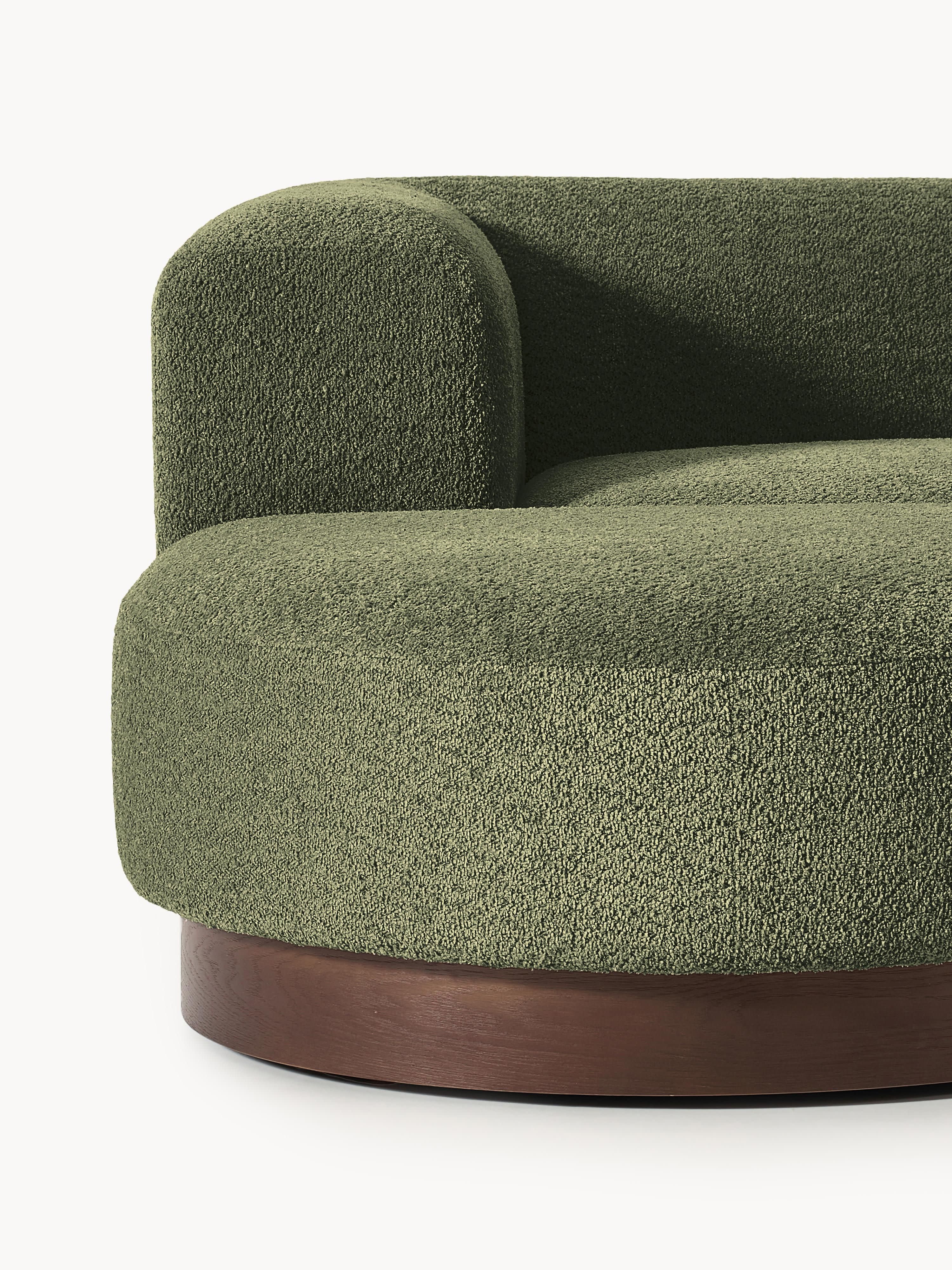 Modulares Sofa Natalie (3-Sitzer) aus Teddy-Bouclé mit Hocker (links/rechts)