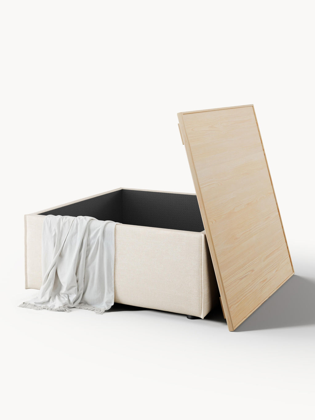 Sofa-Hocker Lennon aus Leinen-Mix mit Stauraum