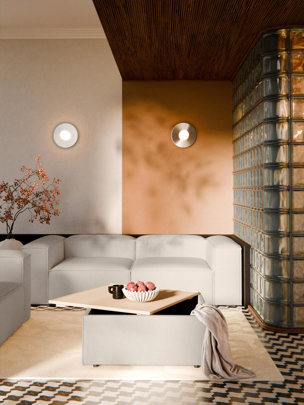 Sofa-Hocker Lennon aus Leinen-Mix mit Stauraum
