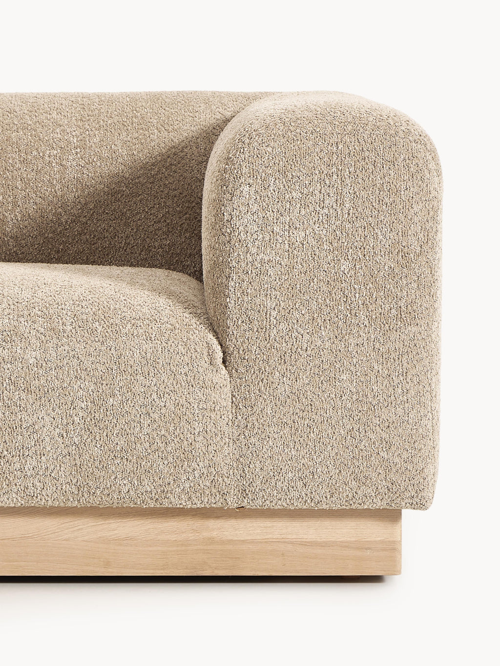 Modulare Ottomane Natalie aus Teddy-Bouclé mit Hocker (links/rechts)