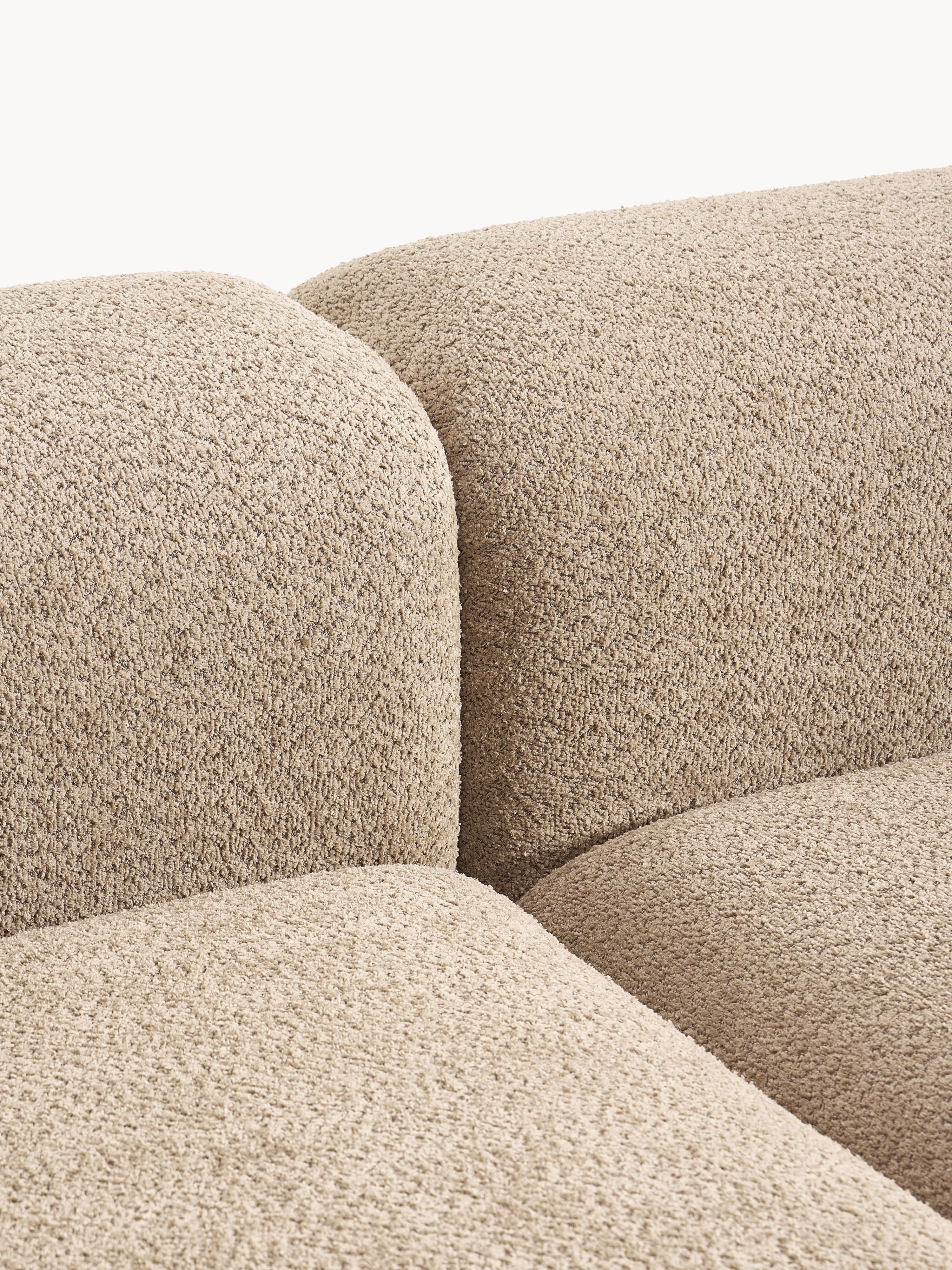 Modulare Ottomane Natalie aus Teddy-Bouclé mit Hocker (links/rechts)