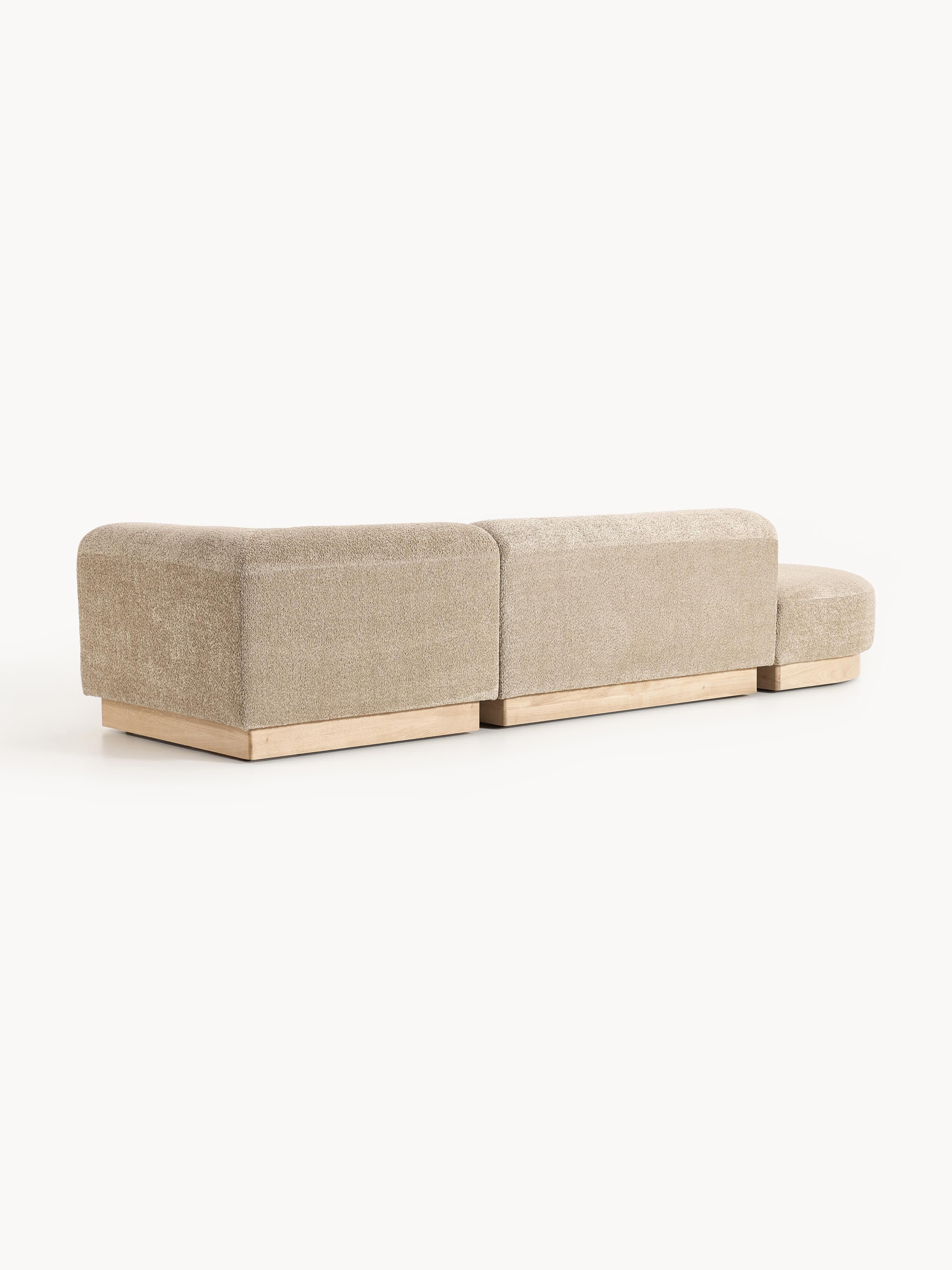 Modulare Ottomane Natalie aus Teddy-Bouclé mit Hocker (links/rechts)