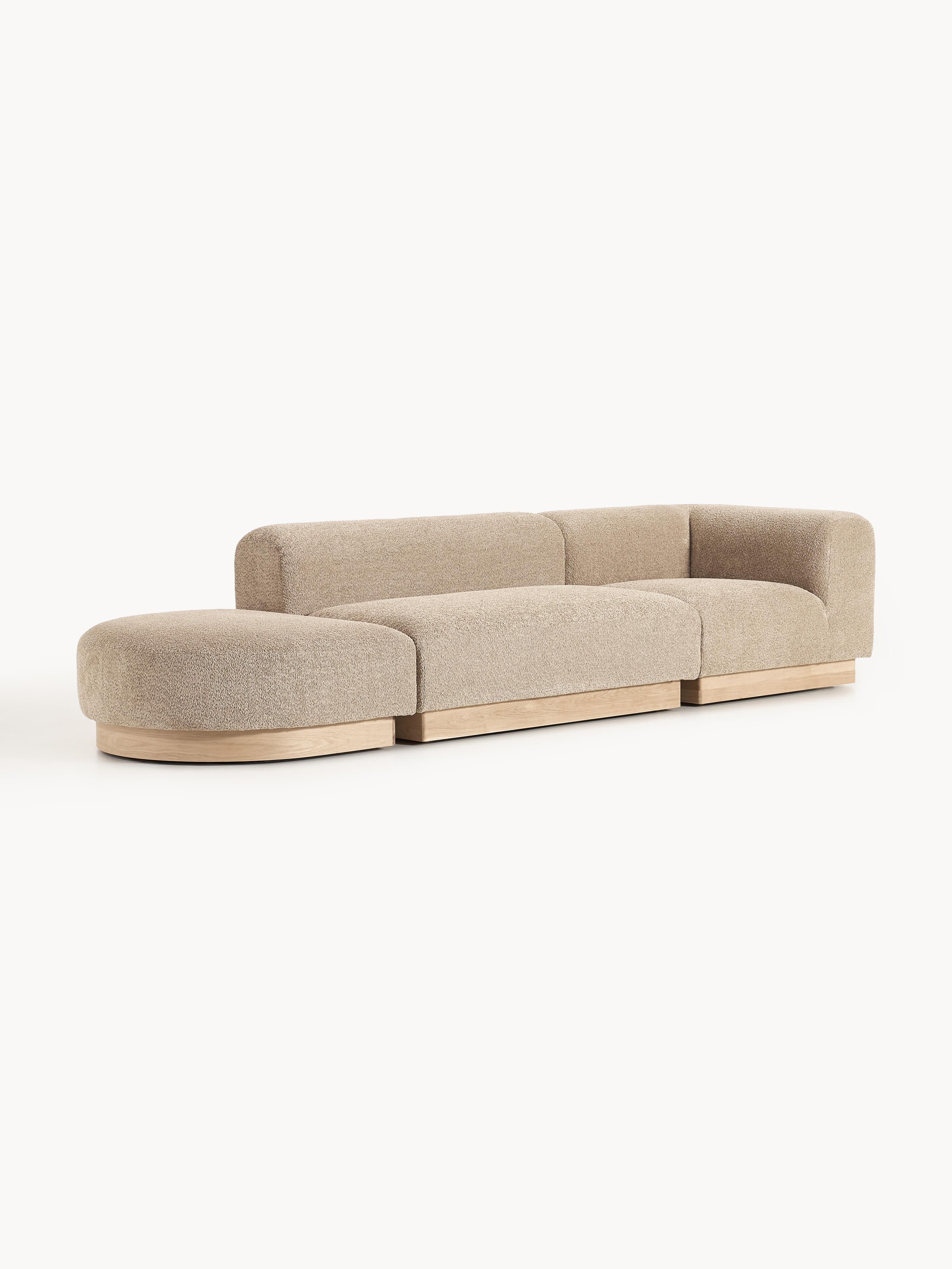 Modulare Ottomane Natalie aus Teddy-Bouclé mit Hocker (links/rechts)