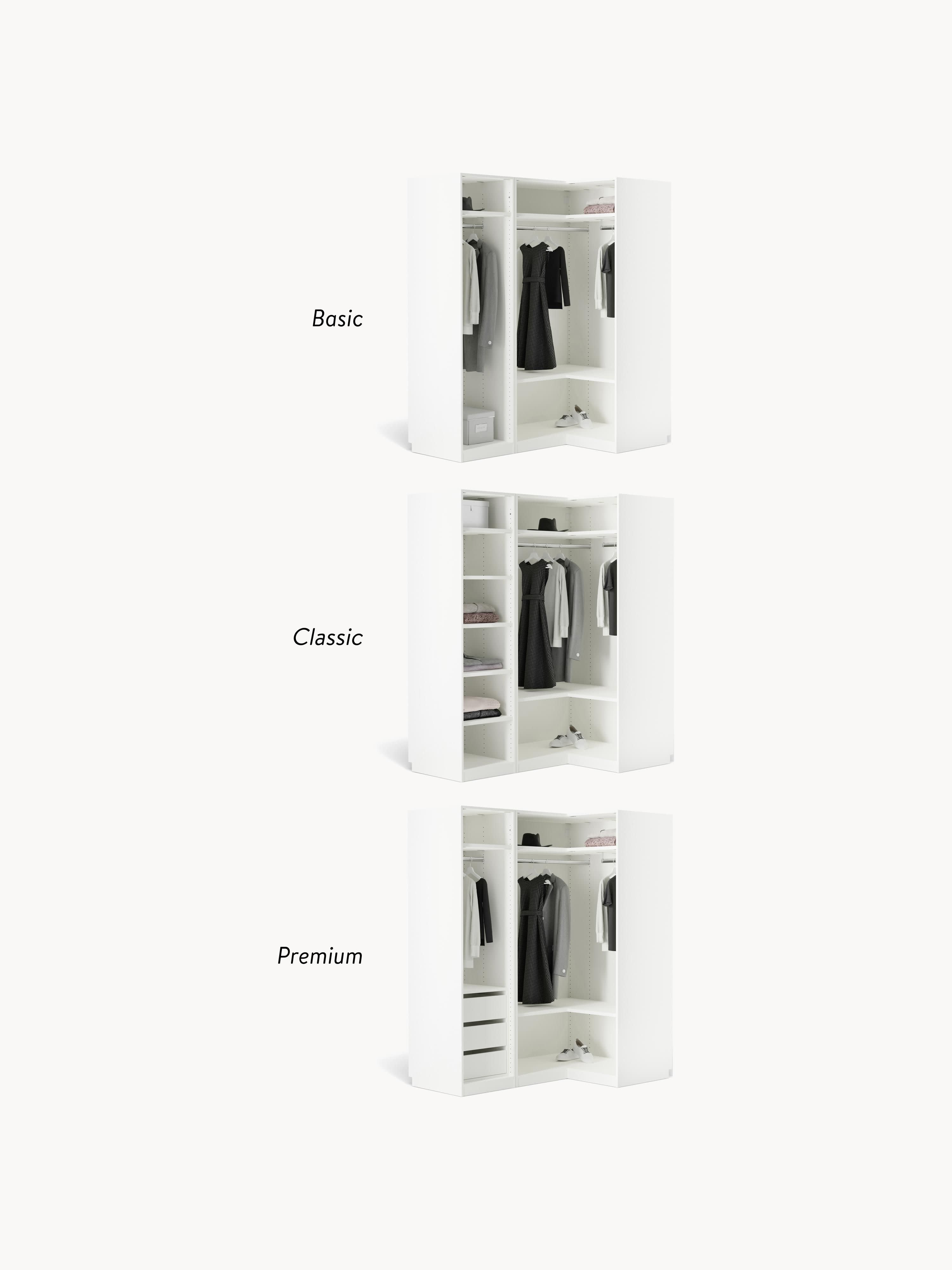 Modularer Eck-Kleiderschrank Simone, 165 cm Breite, in verschiedenen Größen