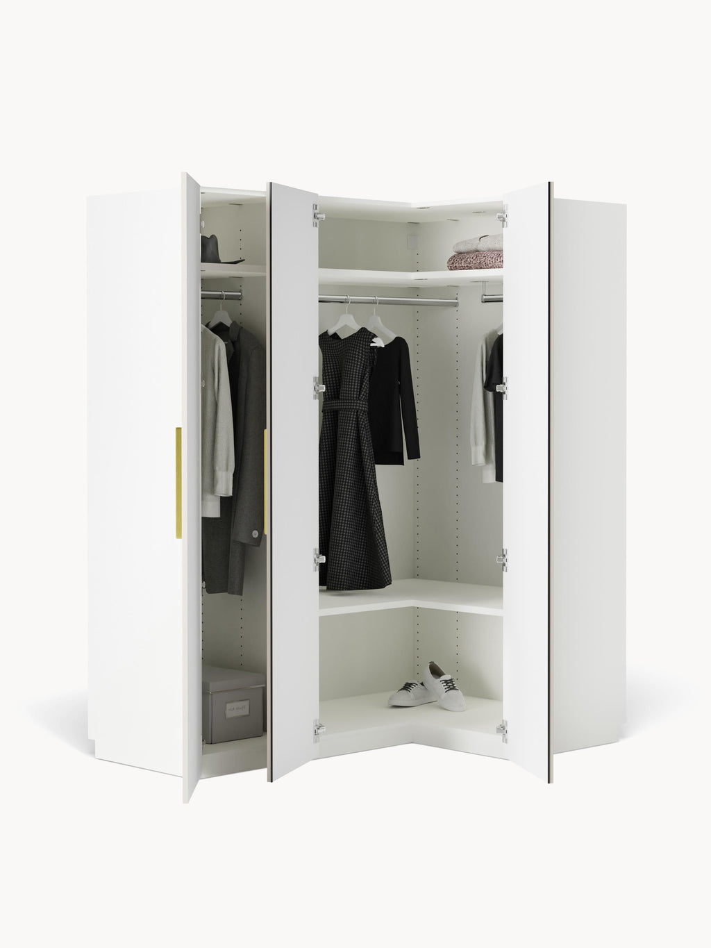 Modularer Eck-Kleiderschrank Simone, 165 cm Breite, in verschiedenen Größen