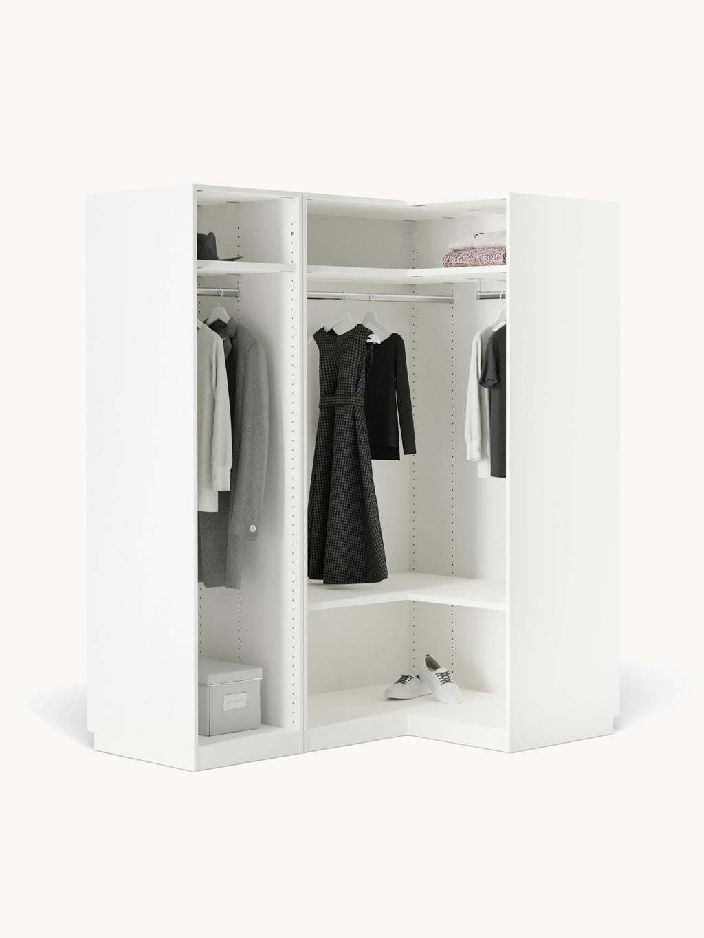 Modularer Eck-Kleiderschrank Simone, 165 cm Breite, in verschiedenen Größen