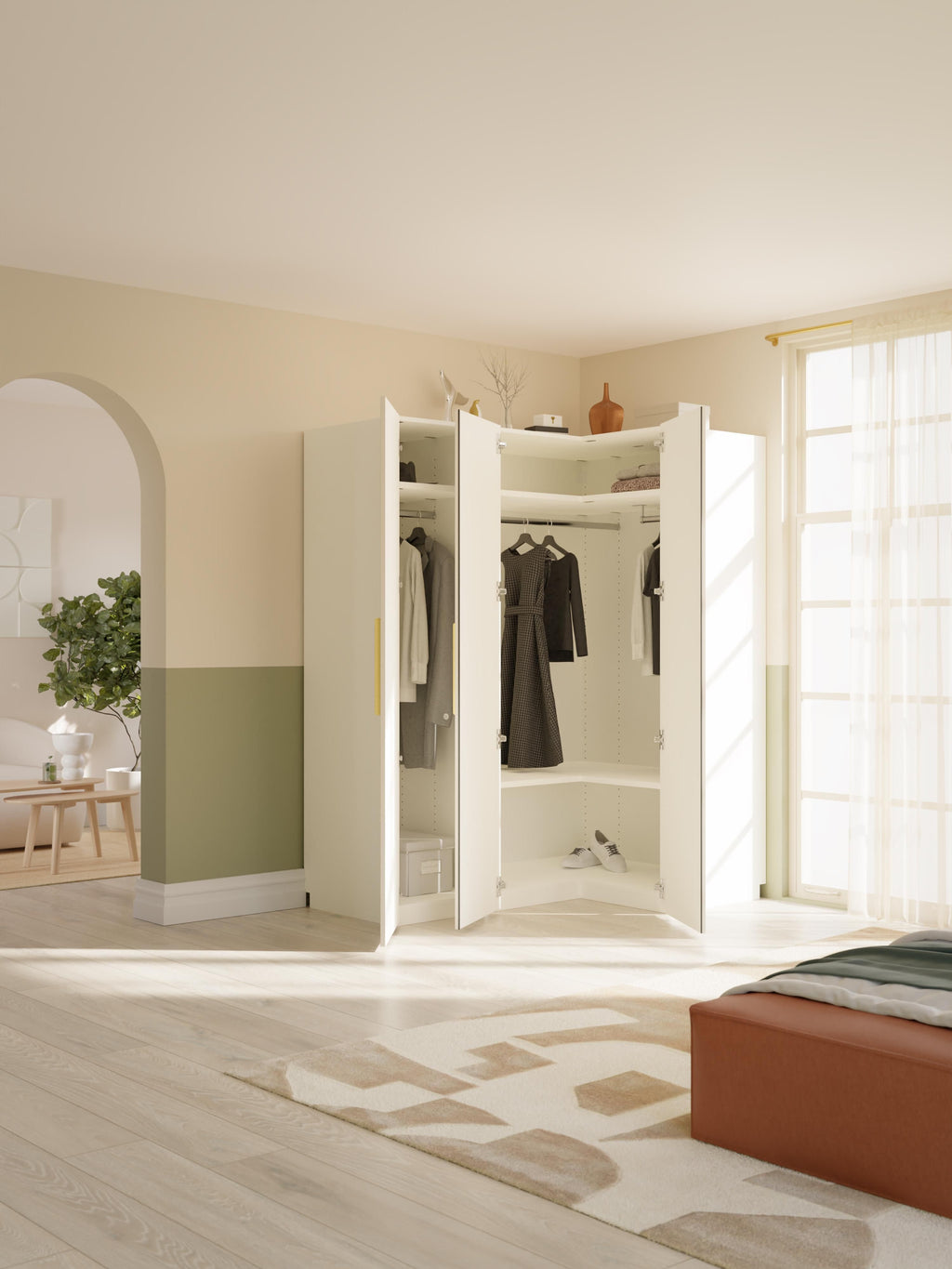 Modularer Eck-Kleiderschrank Simone, 165 cm Breite, in verschiedenen Größen