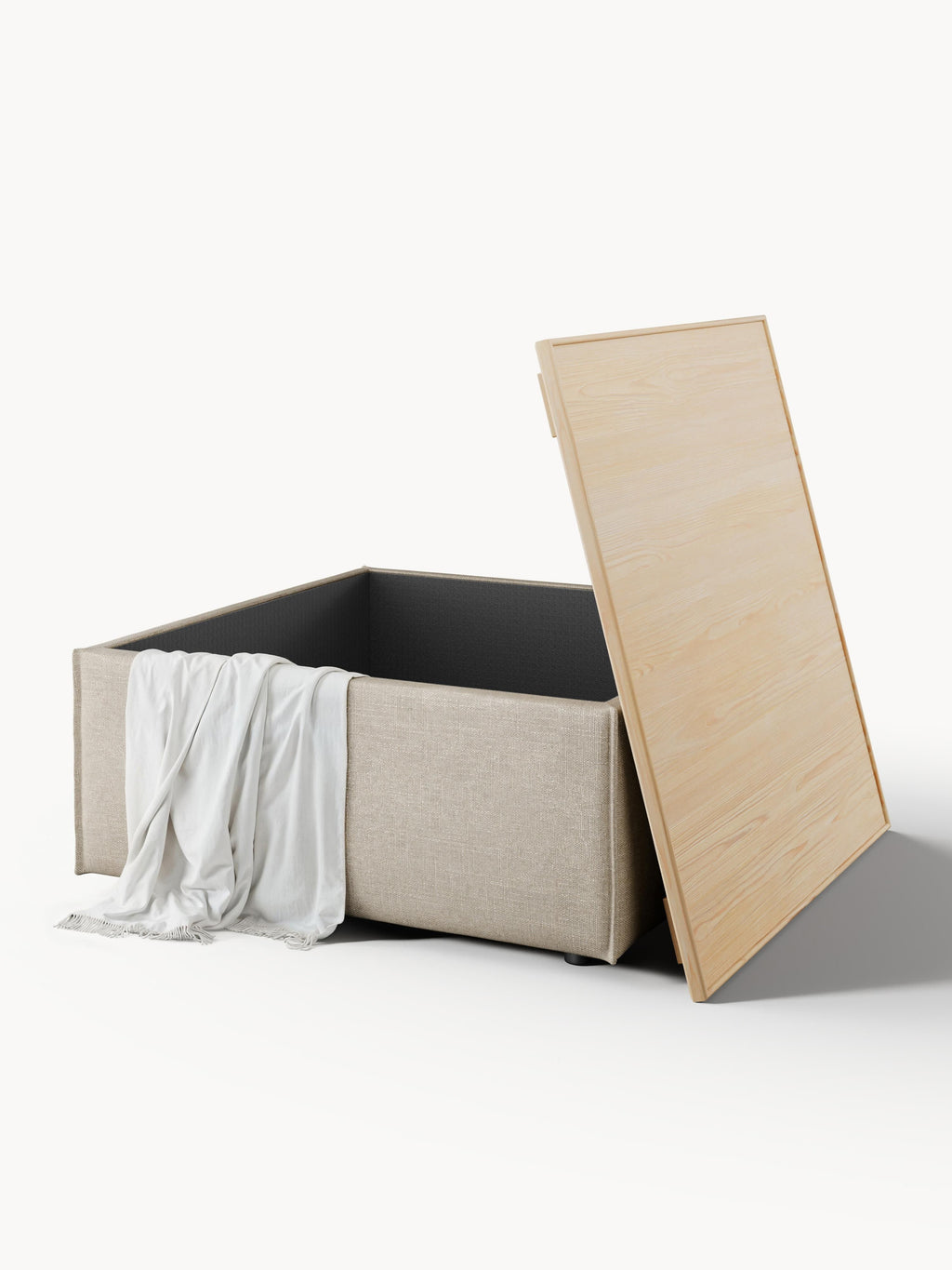Sofa-Hocker Lennon aus Leinen-Mix mit Stauraum