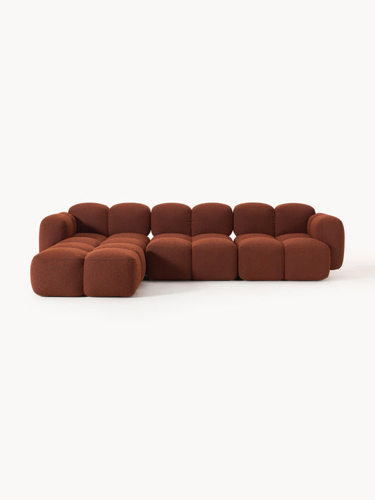Galeriebild 1 - Modulares Sofa Tayla (4-Sitzer) aus Bouclé mit Hocker (links/rechts)
