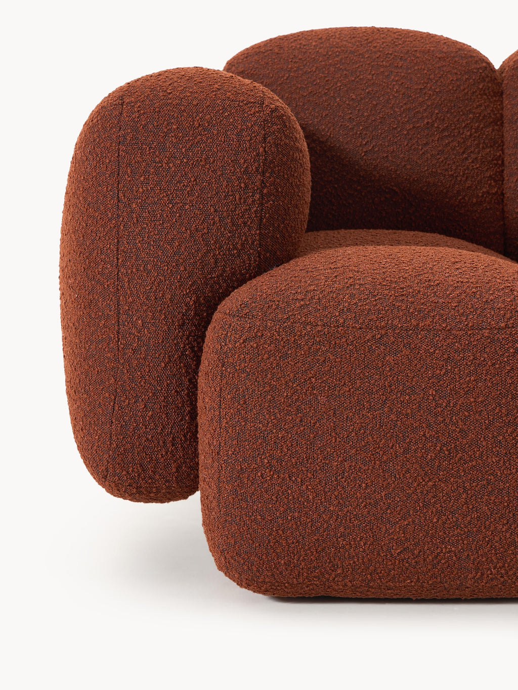 Modulares Sofa Tayla (4-Sitzer) aus Bouclé mit Hocker (links/rechts)
