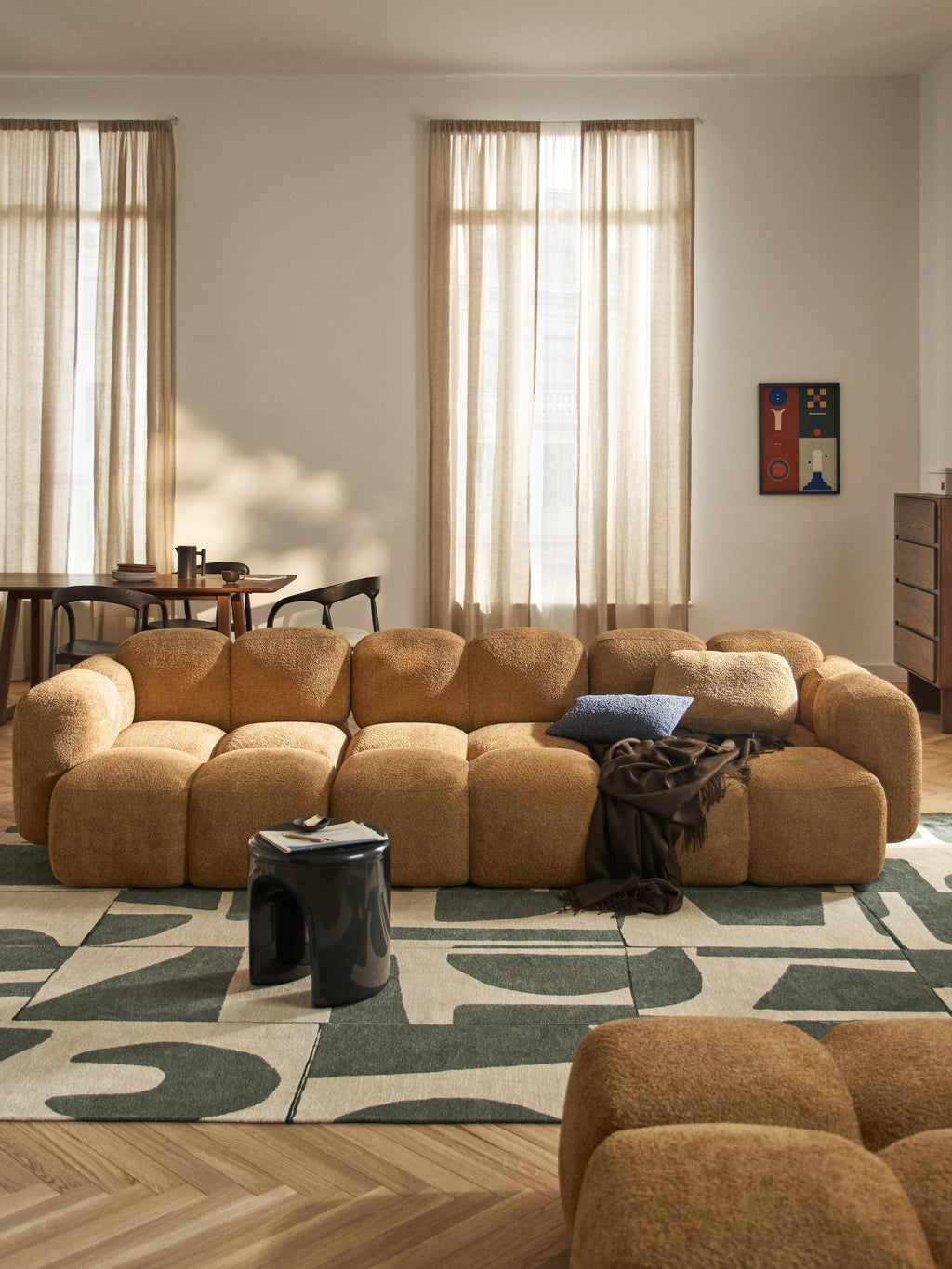 Modulares Sofa Tayla (4-Sitzer) aus Teddy-Bouclé