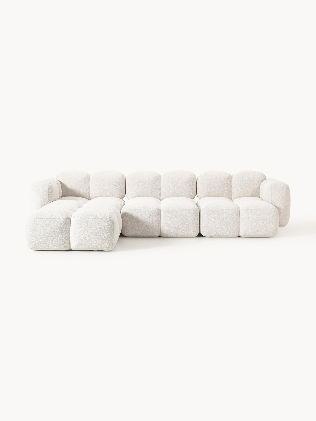 Galeriebild 1 - Modulares Sofa Tayla (4-Sitzer) aus Bouclé mit Hocker (links/rechts)
