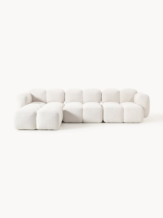 Galeriebild 1 - Modulares Sofa Tayla (4-Sitzer) aus Bouclé mit Hocker (links/rechts)