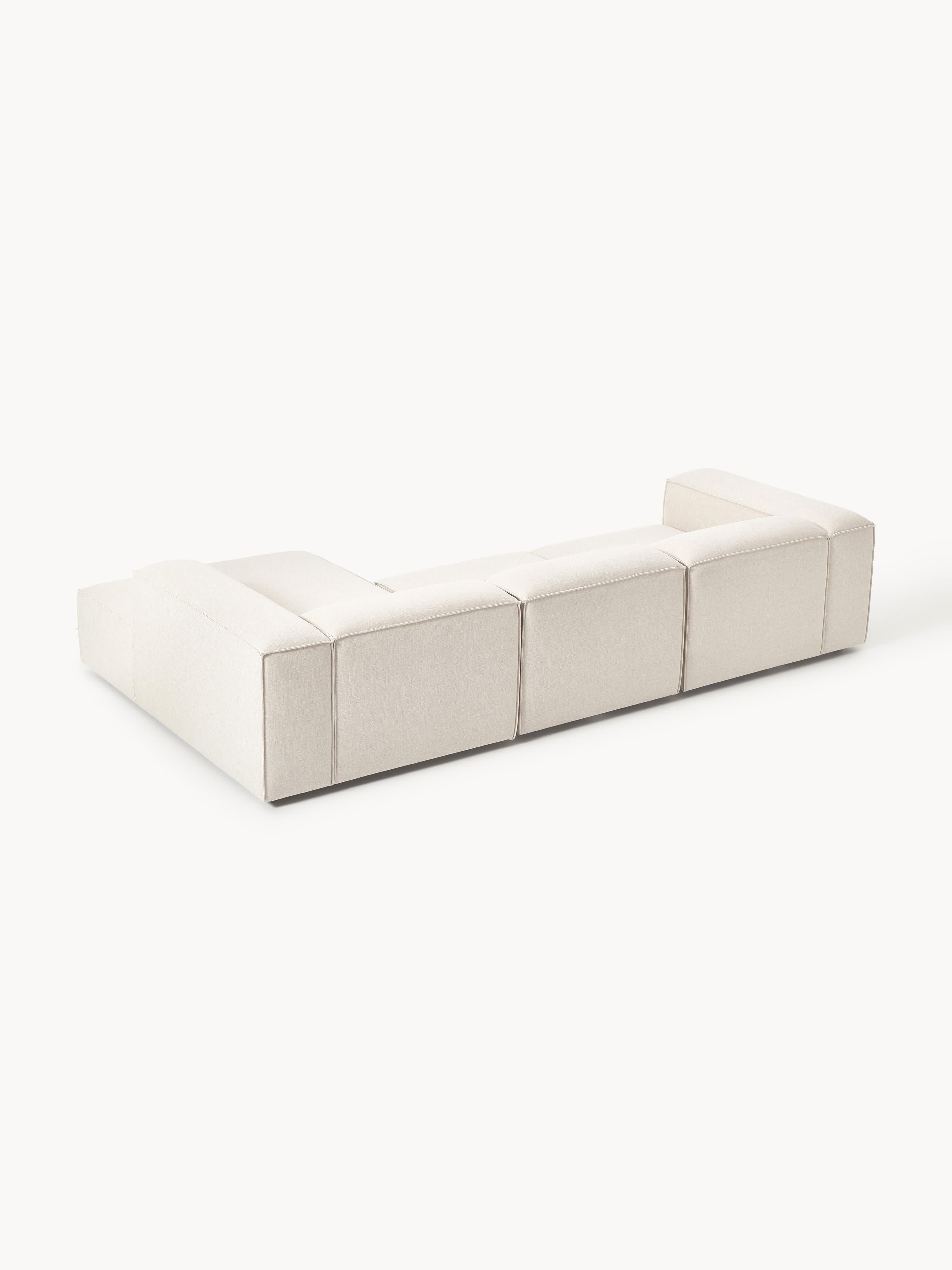 Modulares Ecksofa Lennon (4-Sitzer) aus Leinen-Mix
