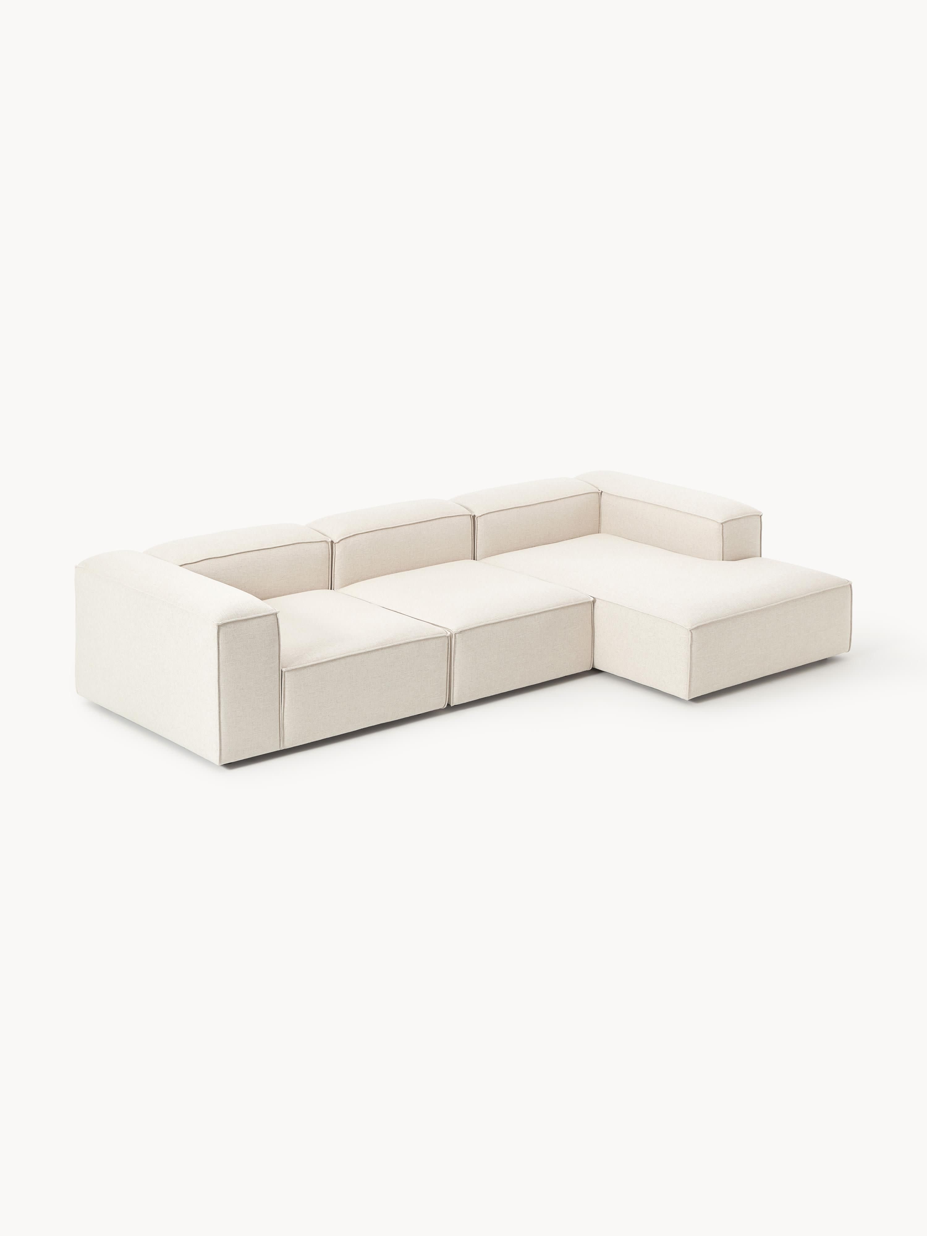 Modulares Ecksofa Lennon (4-Sitzer) aus Leinen-Mix