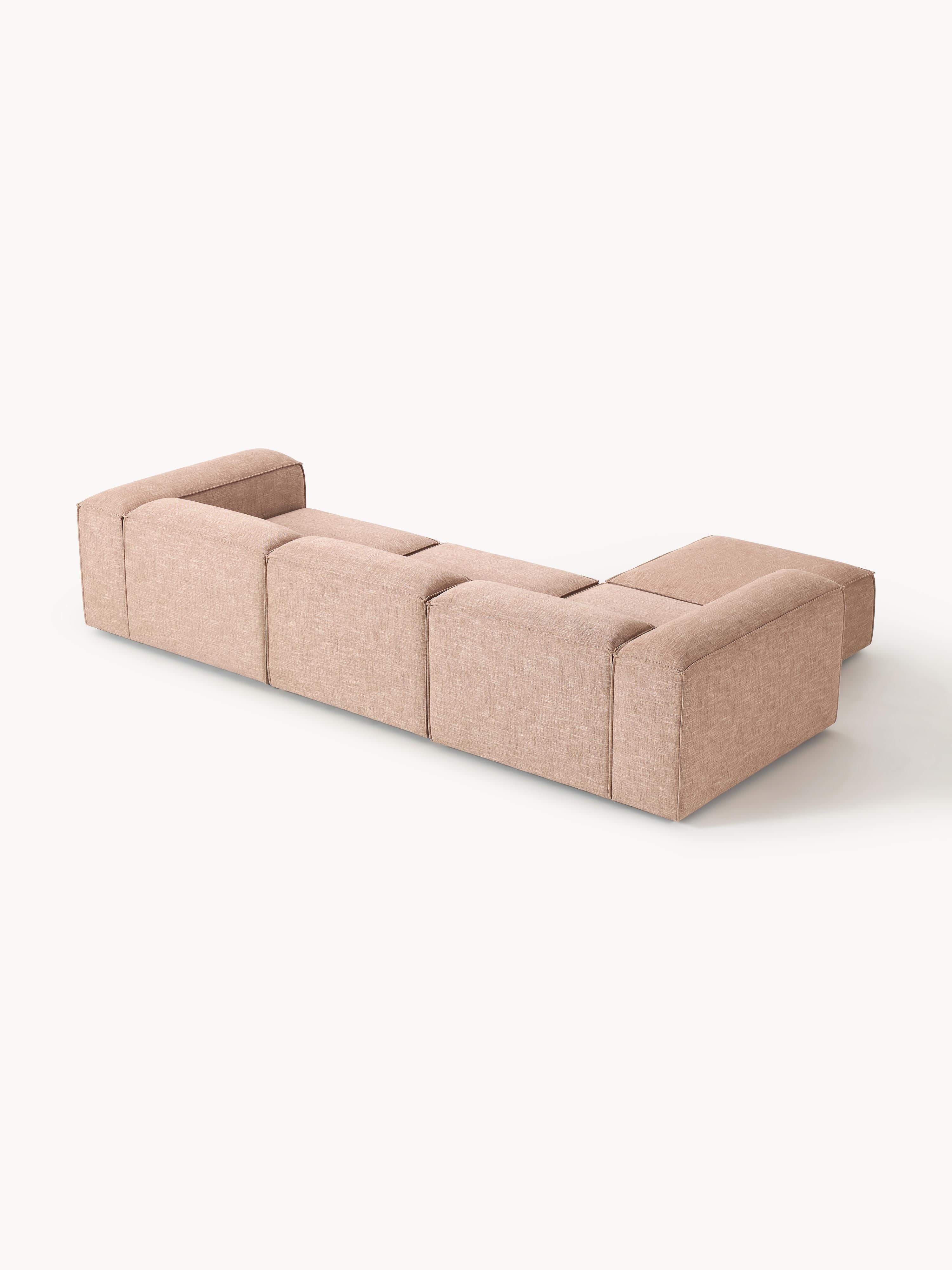 Modulares Sofa Lennon (4-Sitzer) aus Leinen-Mix mit Hocker (links/rechts)