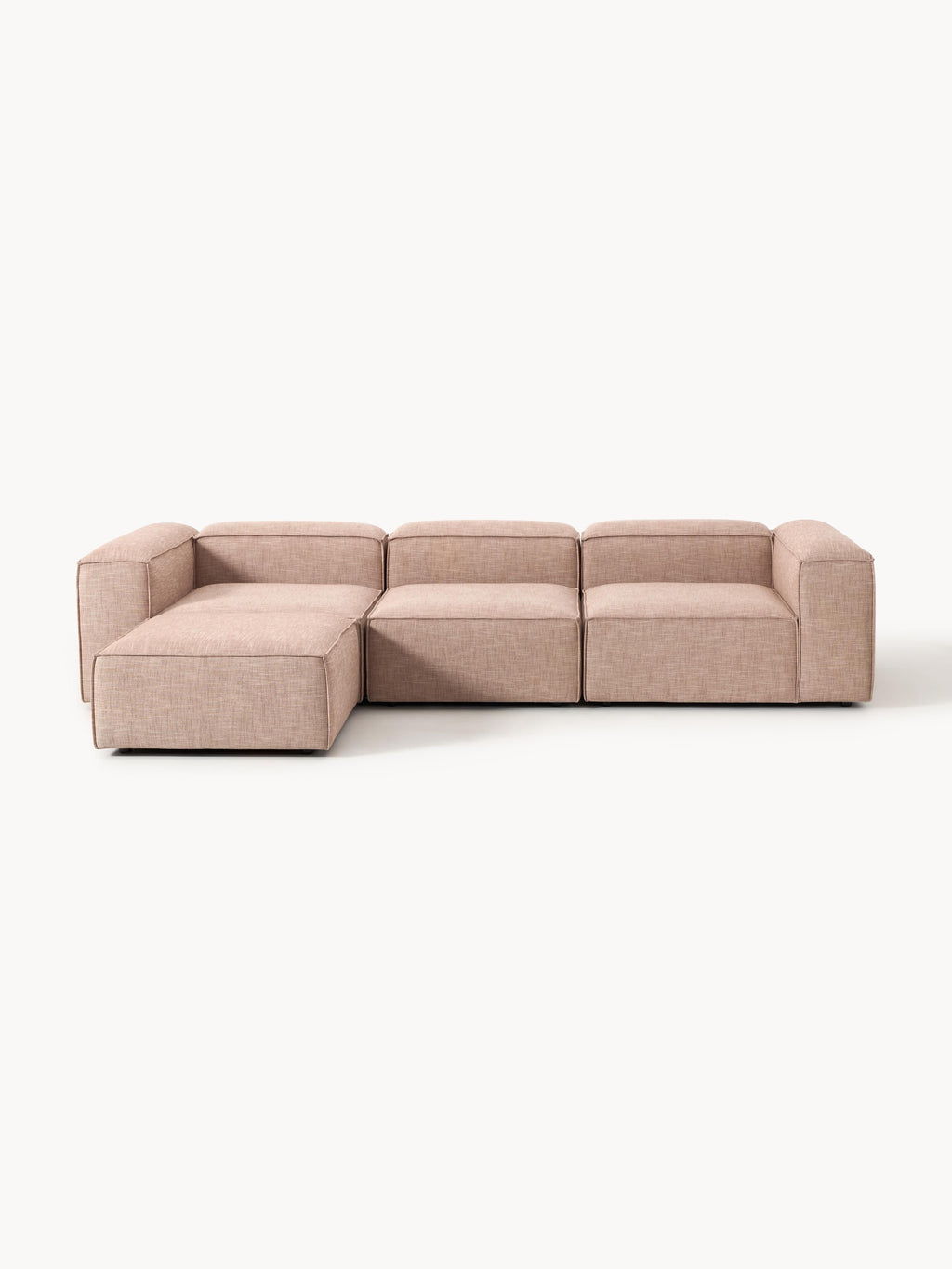 Modulares Sofa Lennon (4-Sitzer) aus Leinen-Mix mit Hocker (links/rechts)