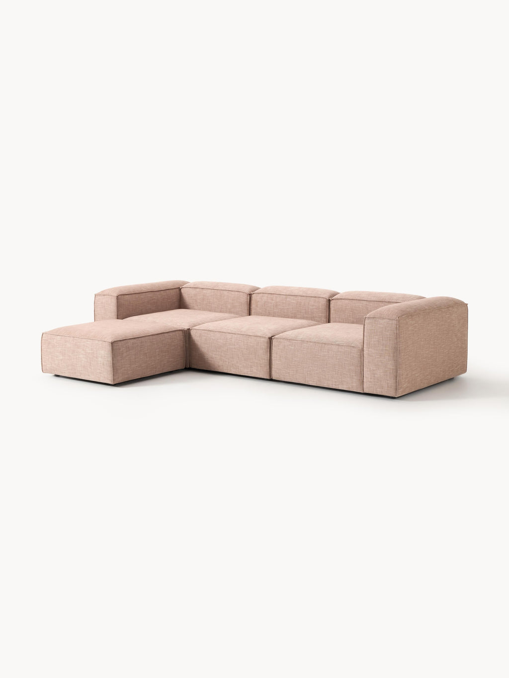 Modulares Sofa Lennon (4-Sitzer) aus Leinen-Mix mit Hocker (links/rechts)
