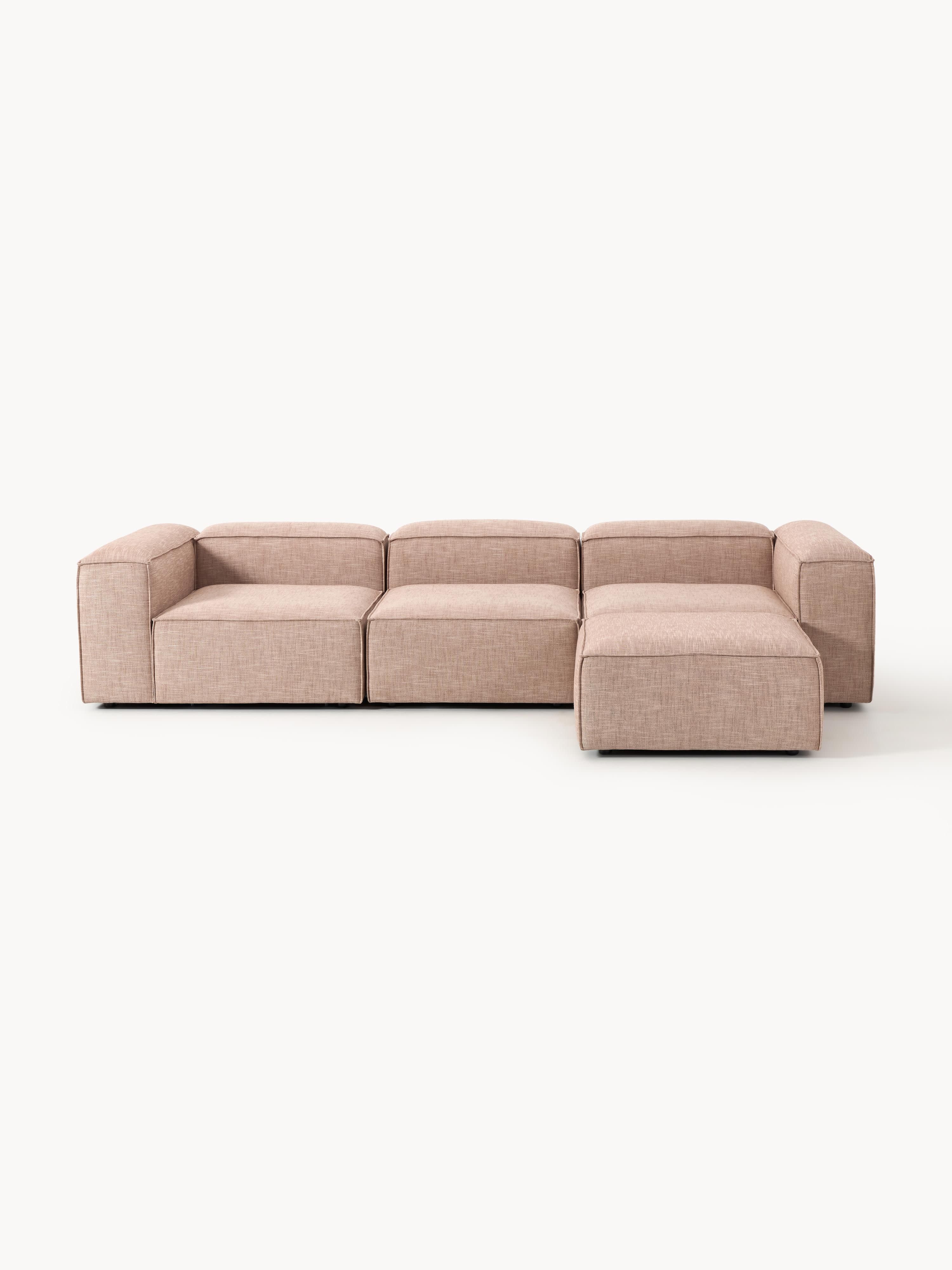 Galeriebild 1 - Modulares Sofa Lennon (4-Sitzer) aus Leinen-Mix mit Hocker (links/rechts)